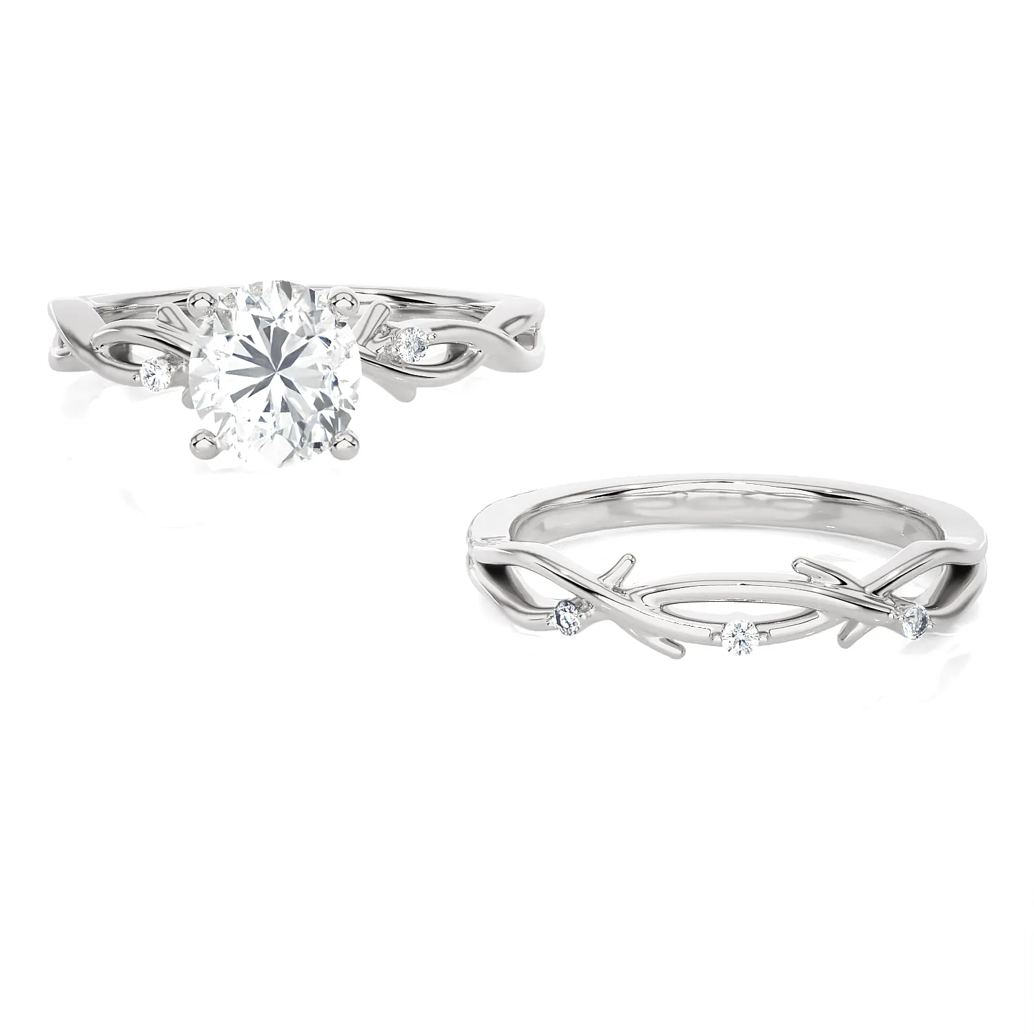 1 5/8 ctw Round Lab Grown Diamond Bridal Set Ring