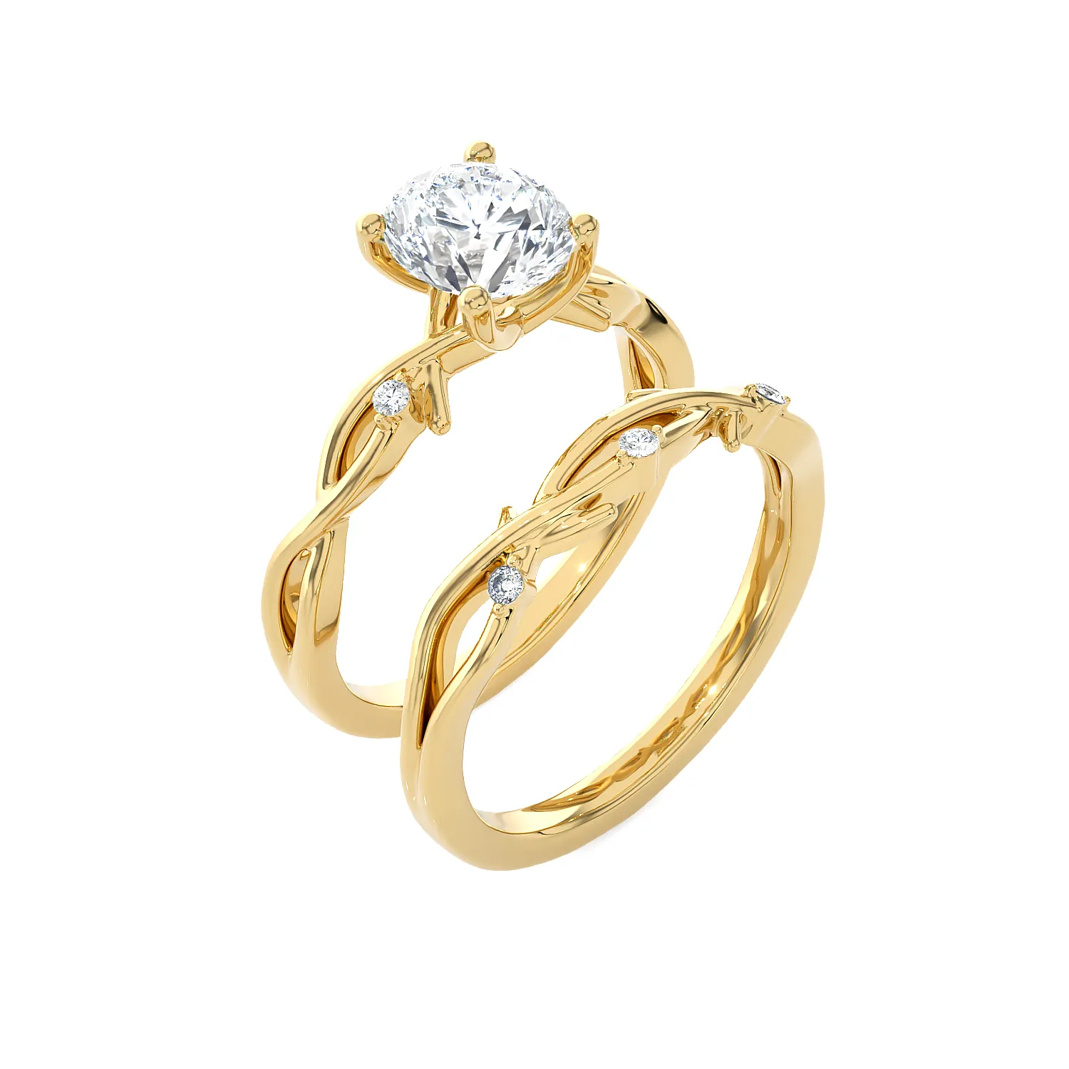 1 5/8 ctw Round Lab Grown Diamond Bridal Set Ring