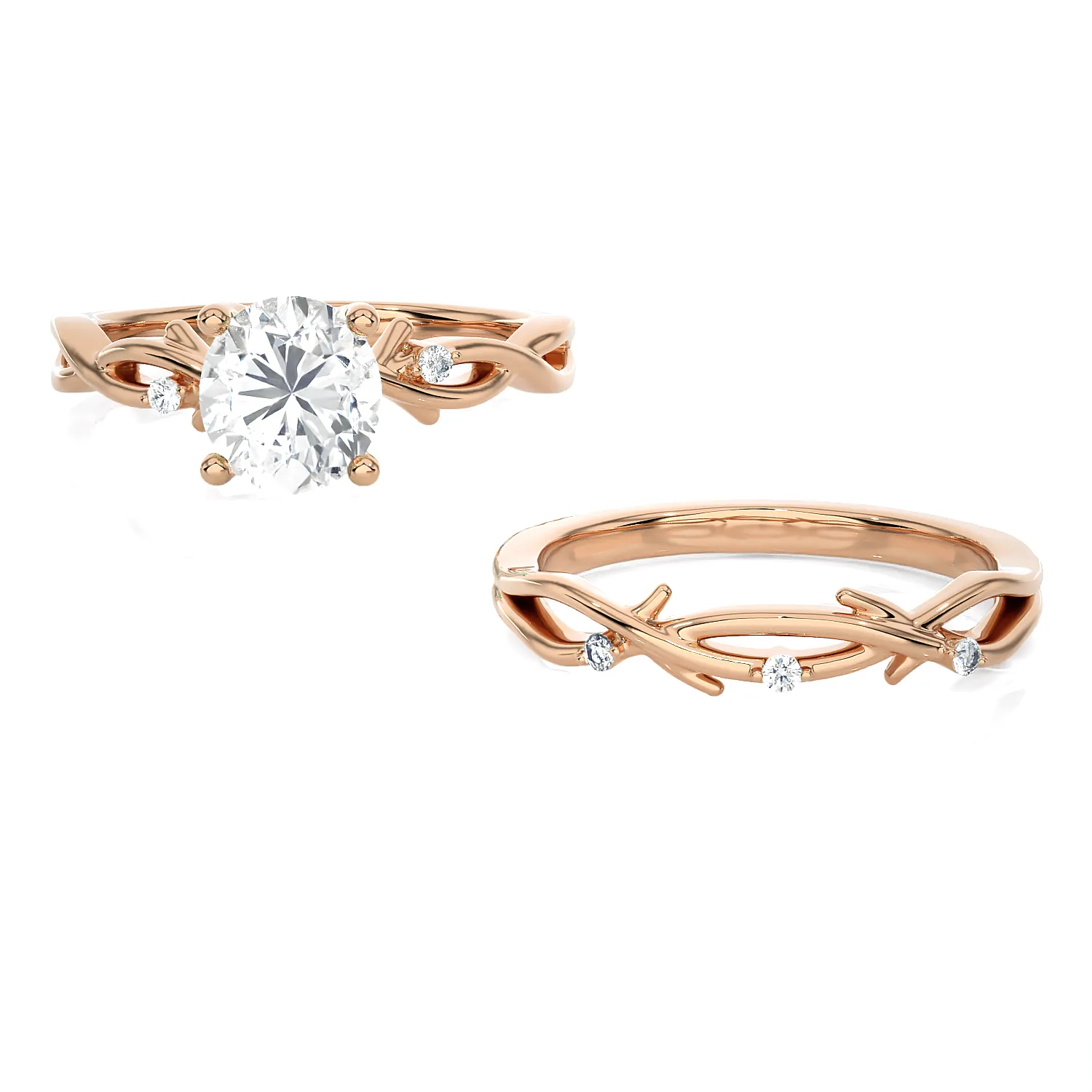 1 5/8 ctw Round Lab Grown Diamond Bridal Set Ring