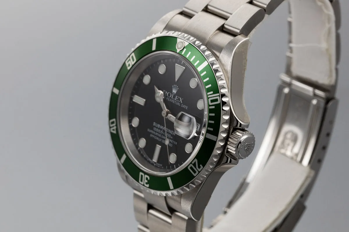 2005 Rolex Mint Green Submariner 16610LV with Box and Papers