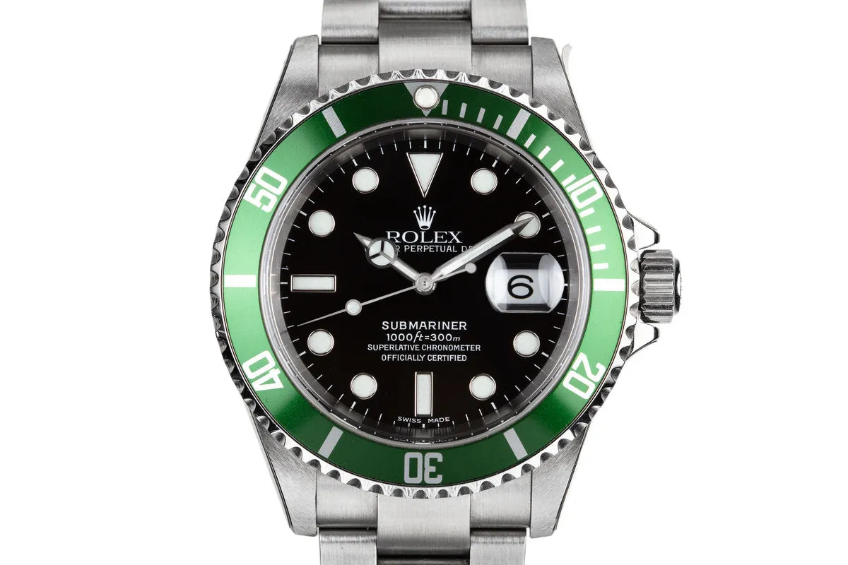 2005 Rolex Mint Green Submariner 16610LV with Box and Papers