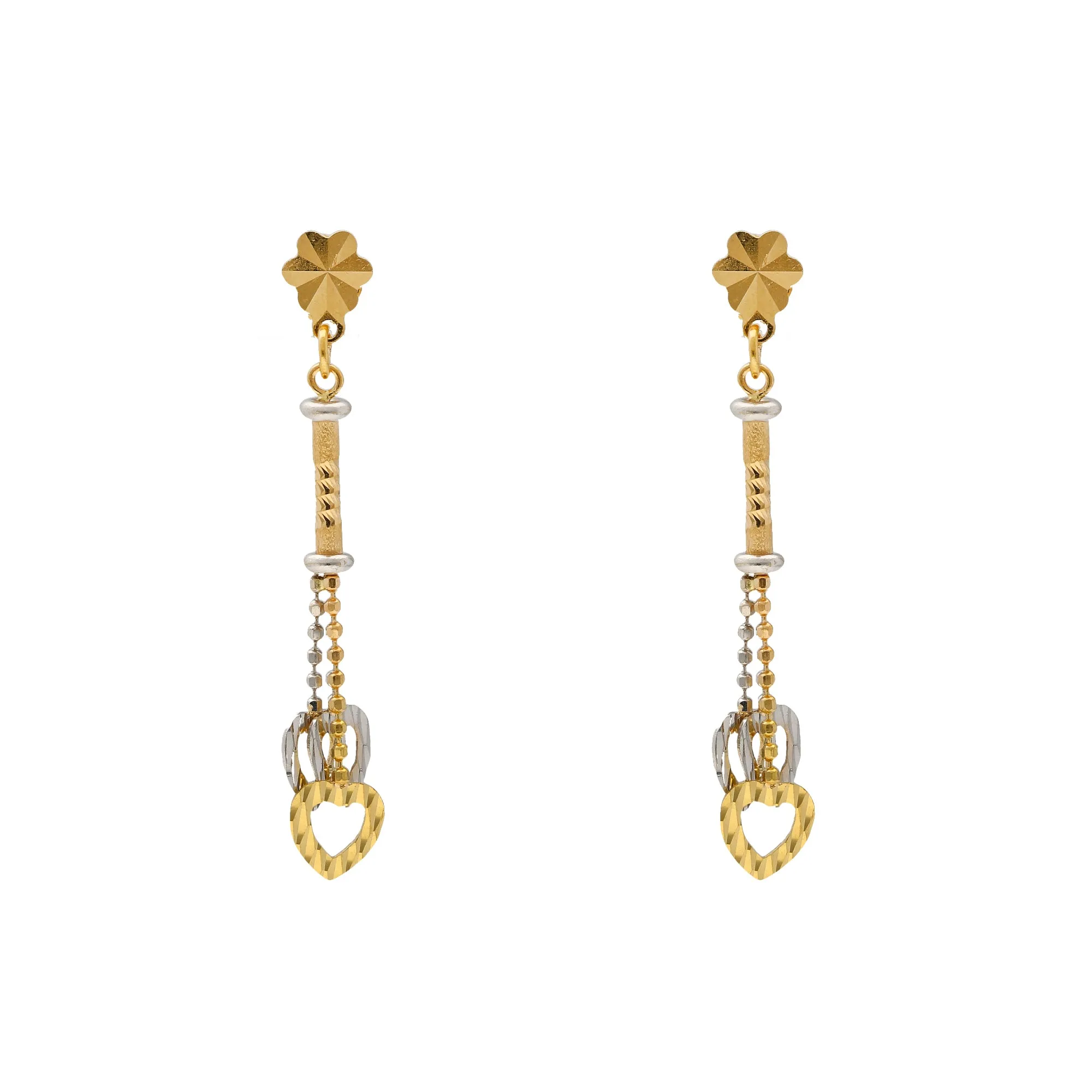 22K Yellow & White Gold Beaded Heart Necklace Set (12.7gm)