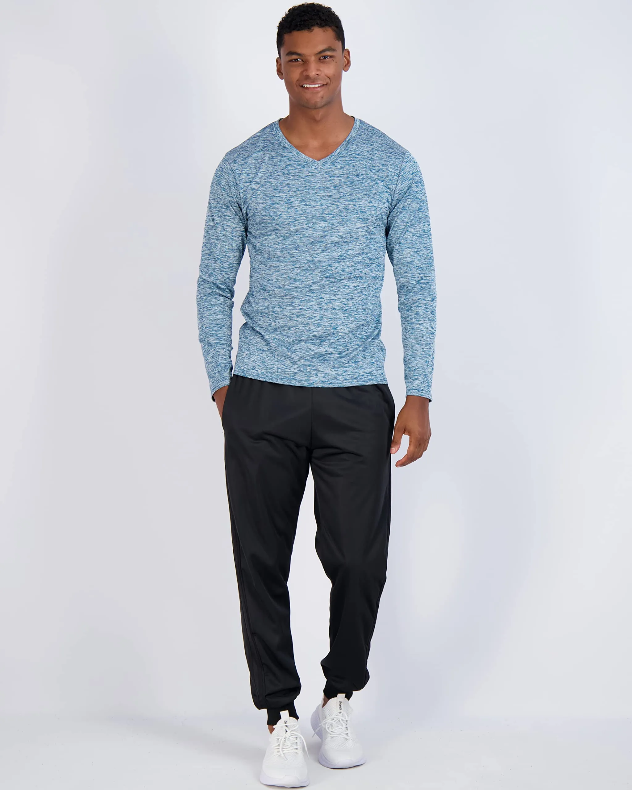4 Pack Mens Long Sleeve V Neck Shirt Top Shirts for Men T Shirt Tee Workout