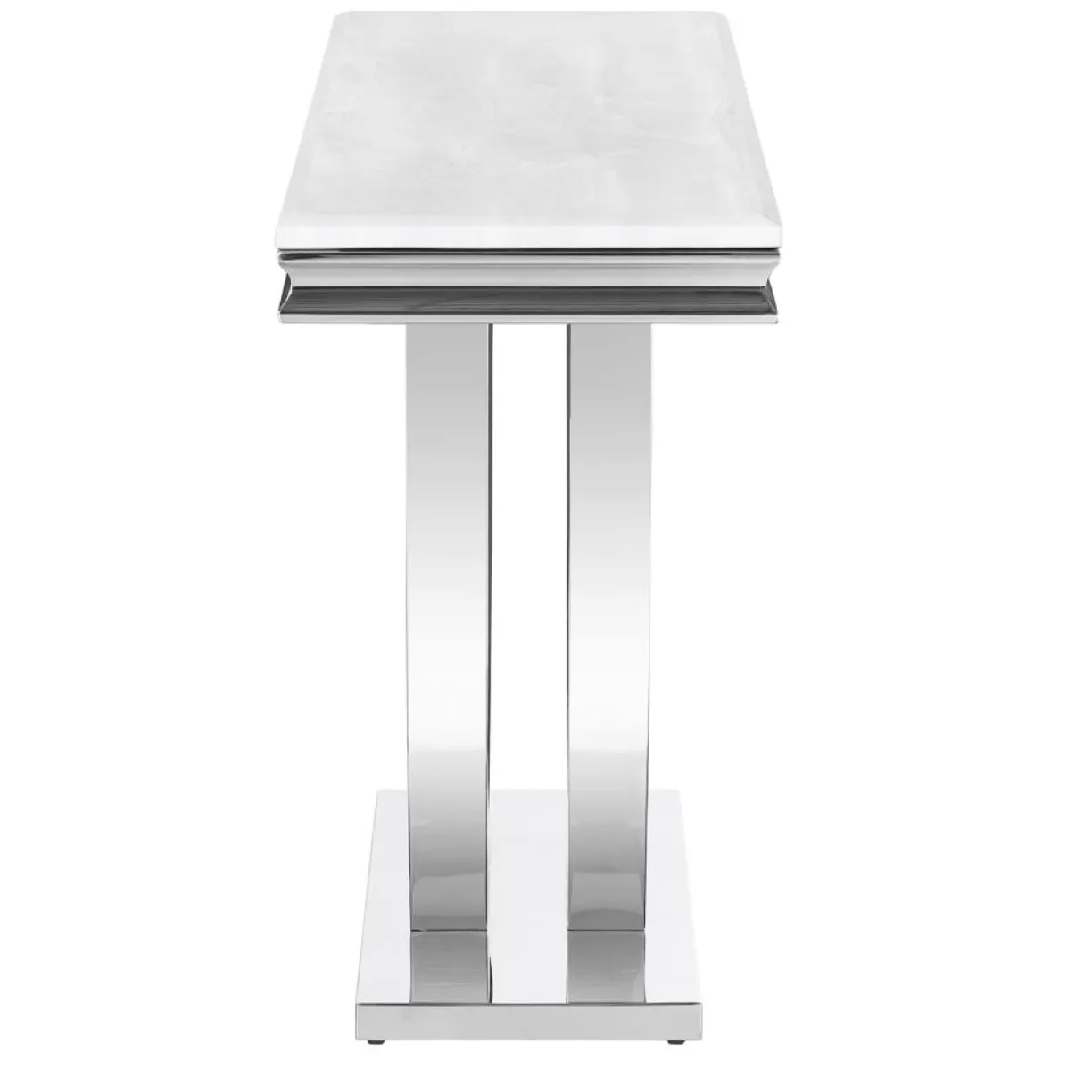 Adabella U-base Rectangle Sofa Table White and Chrome