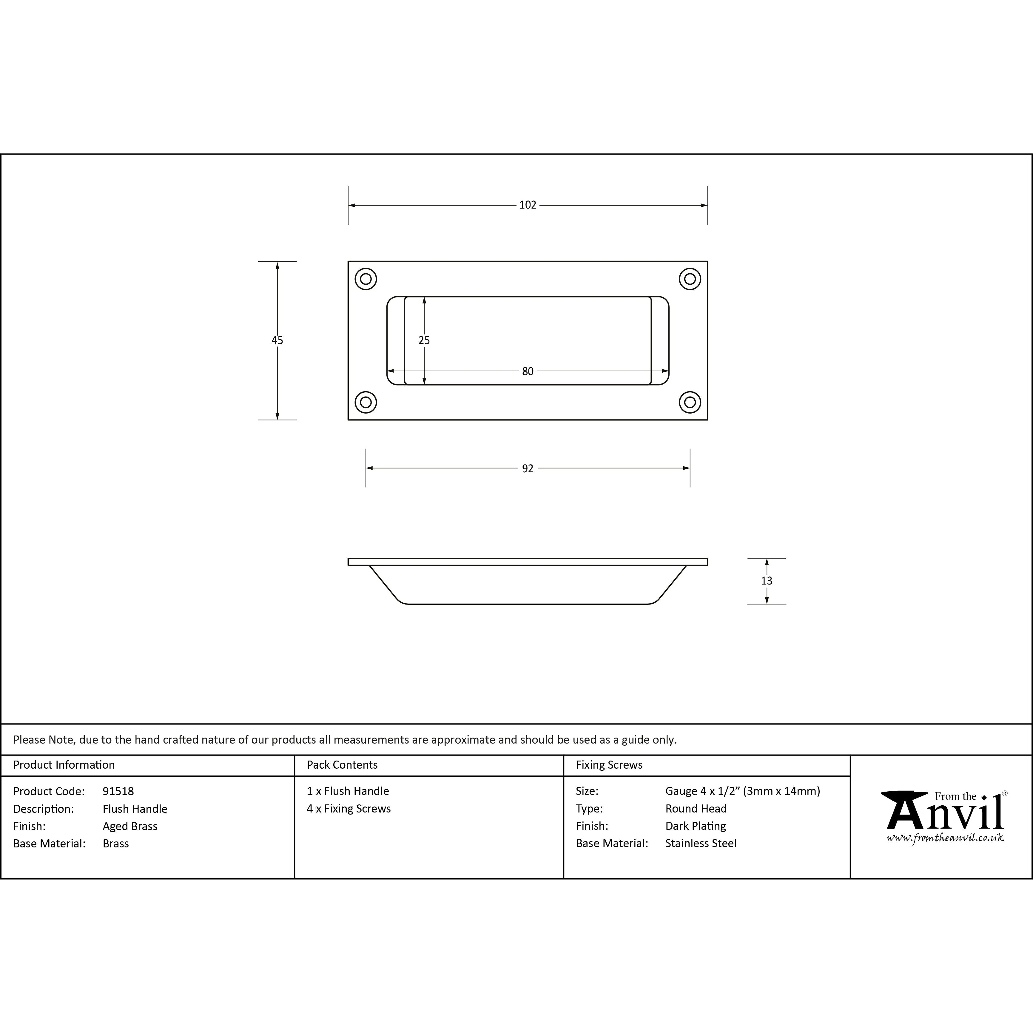 Aged Brass Flush Handle | From The Anvil