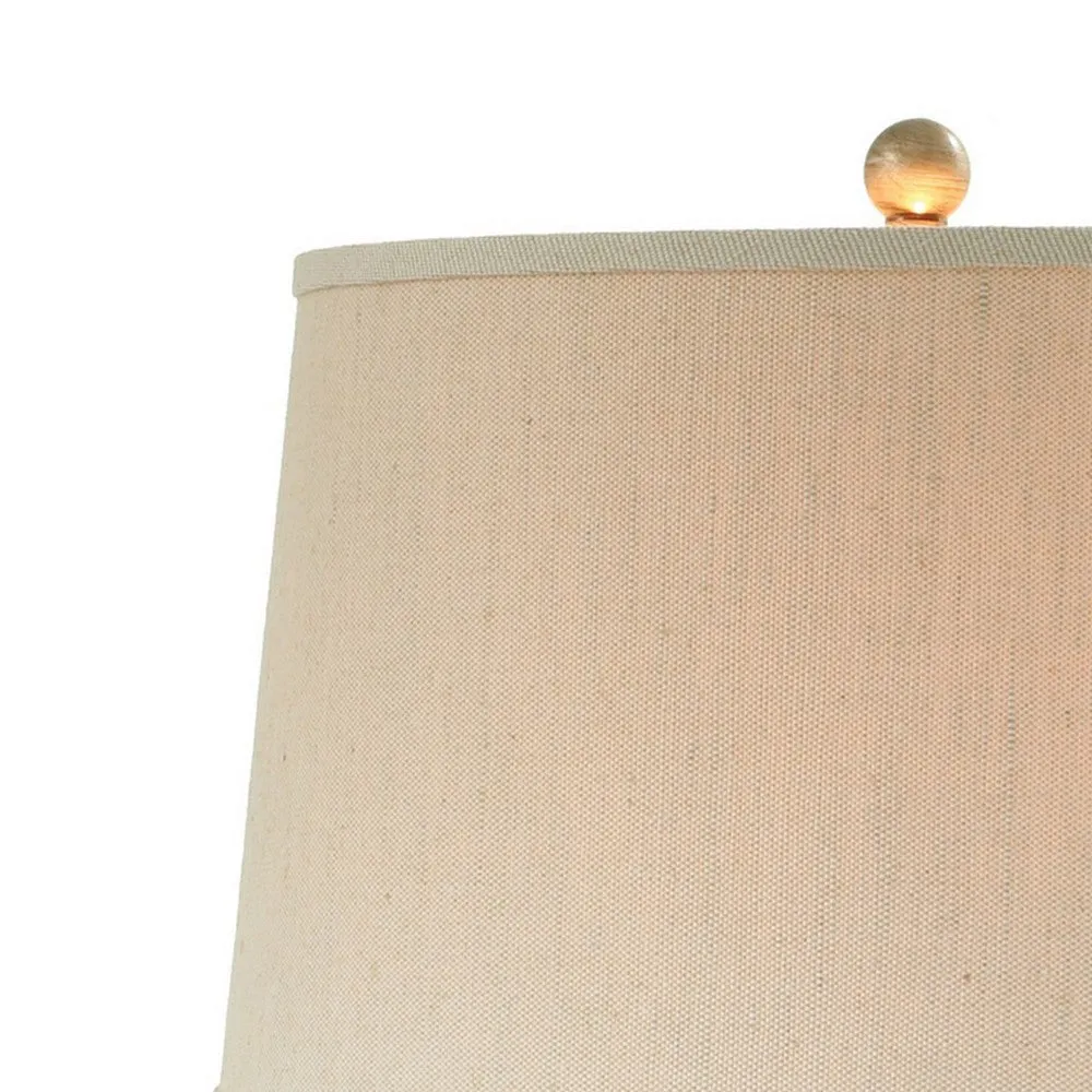 Aine 29 Inch Hydrocal Table Lamp, Drum Shade, Urn Shaped Base, Slate Gray  By Casagear Home