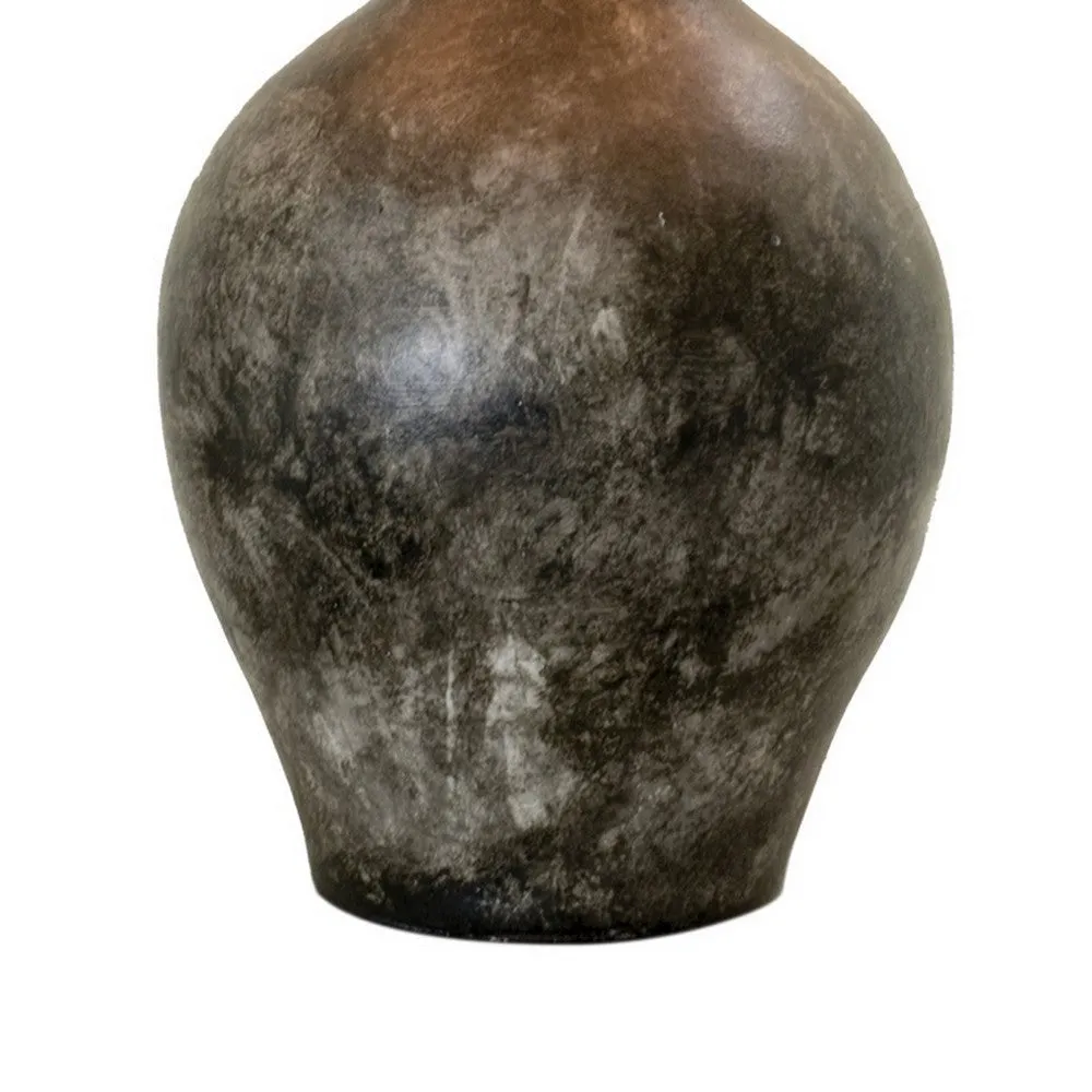 Aine 29 Inch Hydrocal Table Lamp, Drum Shade, Urn Shaped Base, Slate Gray  By Casagear Home