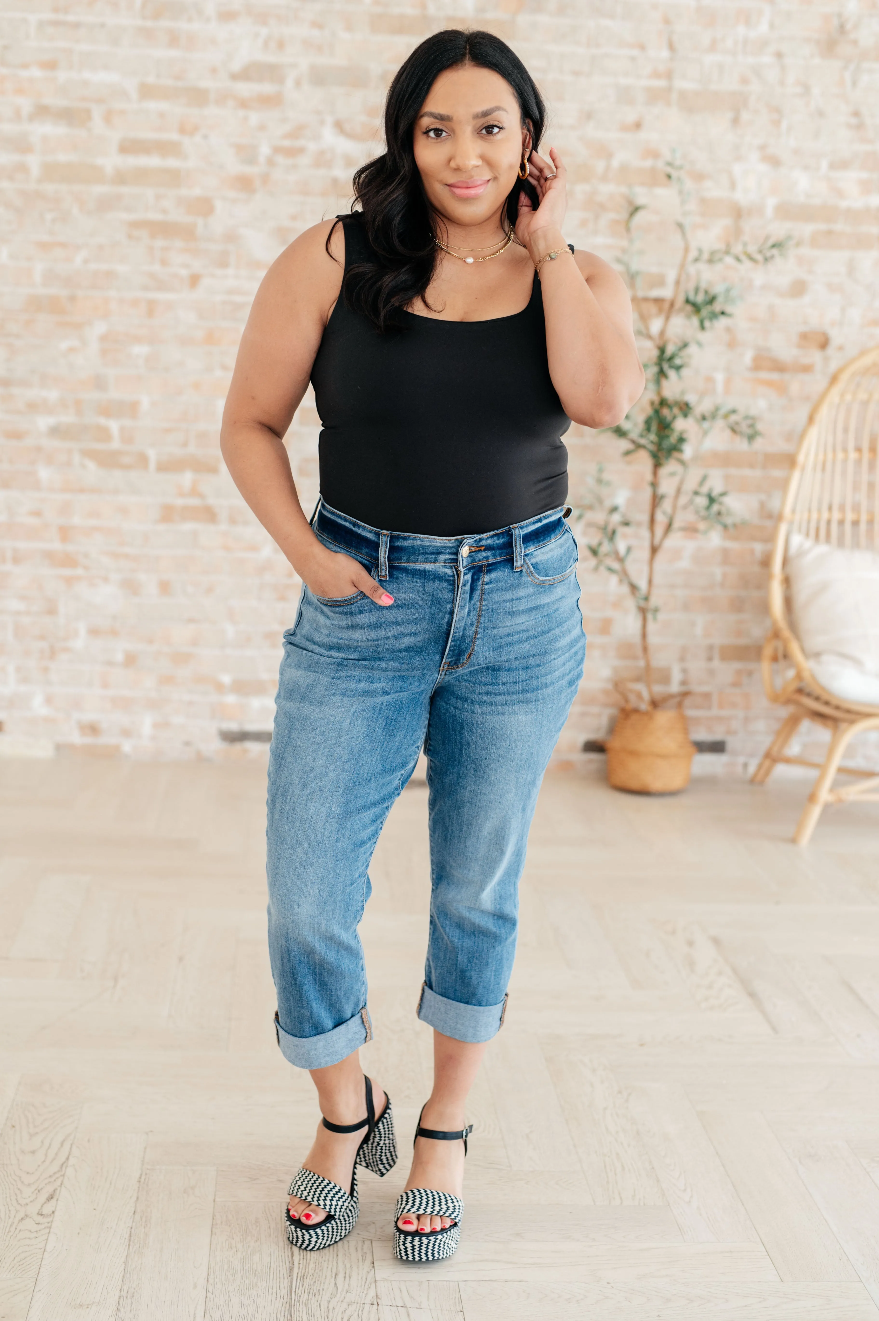Always Right Square Neck Tank in Black - Rae Mode
