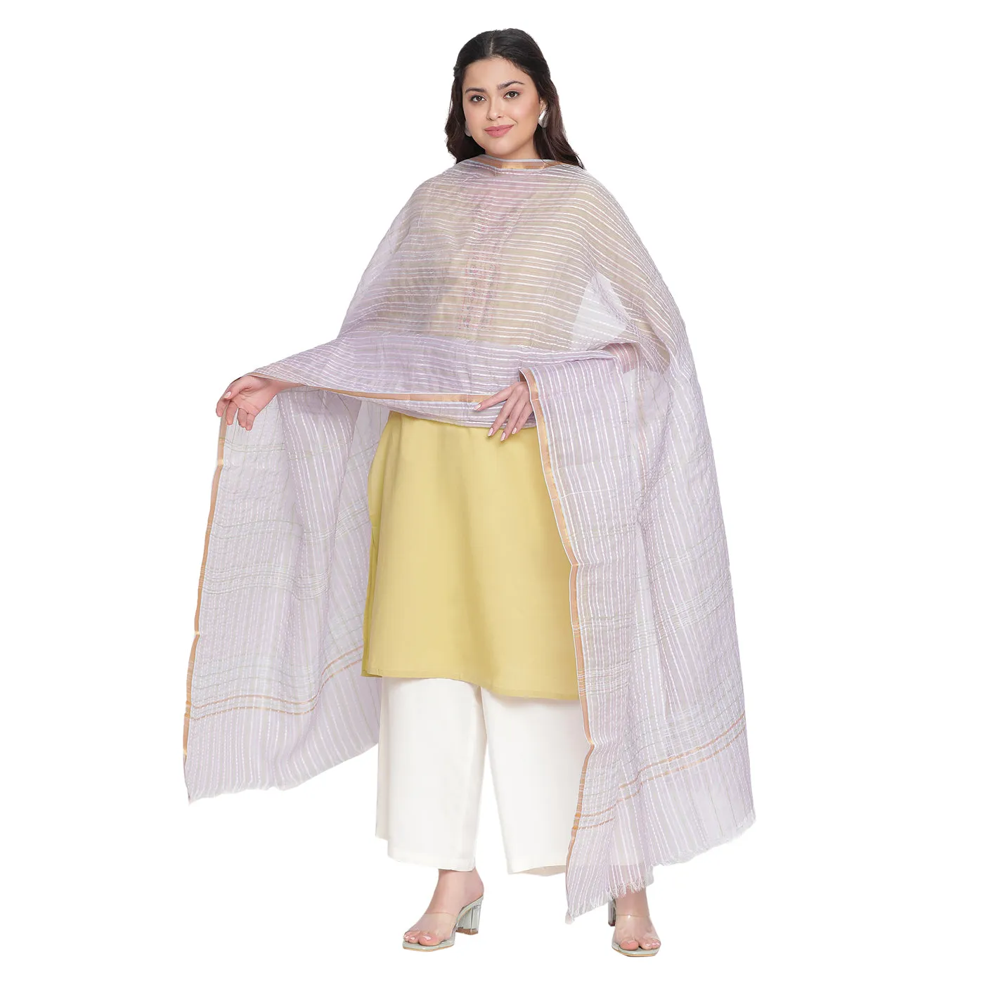 Baby Pink Dobby Woven Silk Tencel Dupatta