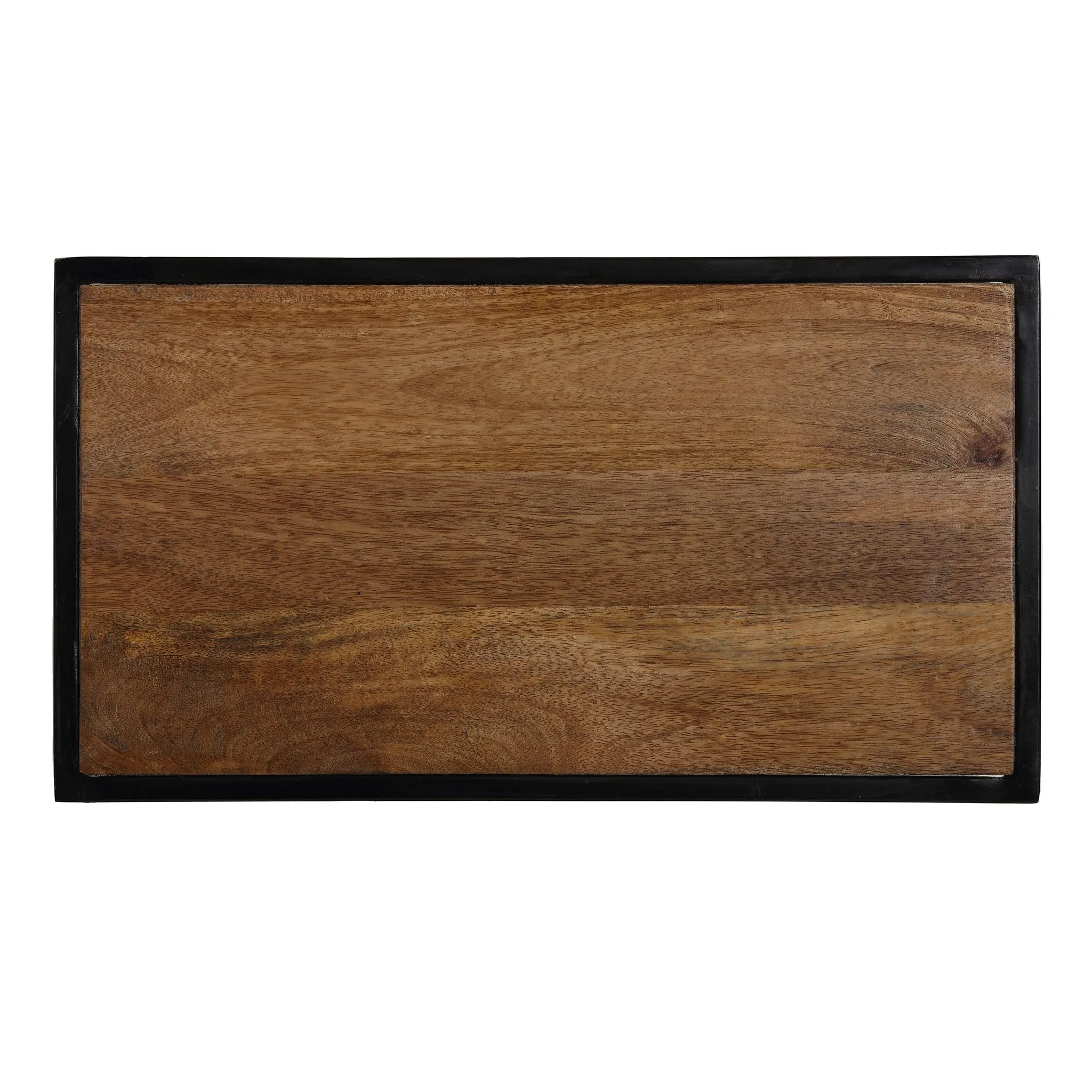 Bare Decor Toronto Accent C-Table in Black Metal and Wooden Top, 18x10