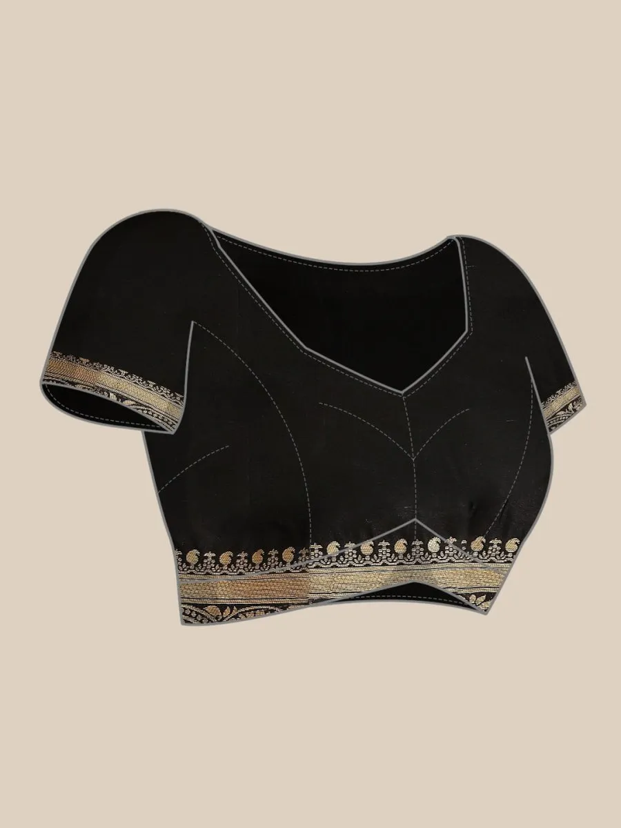 Black and Gold Ethnic Motifs Zari Woven Banarasi Saree