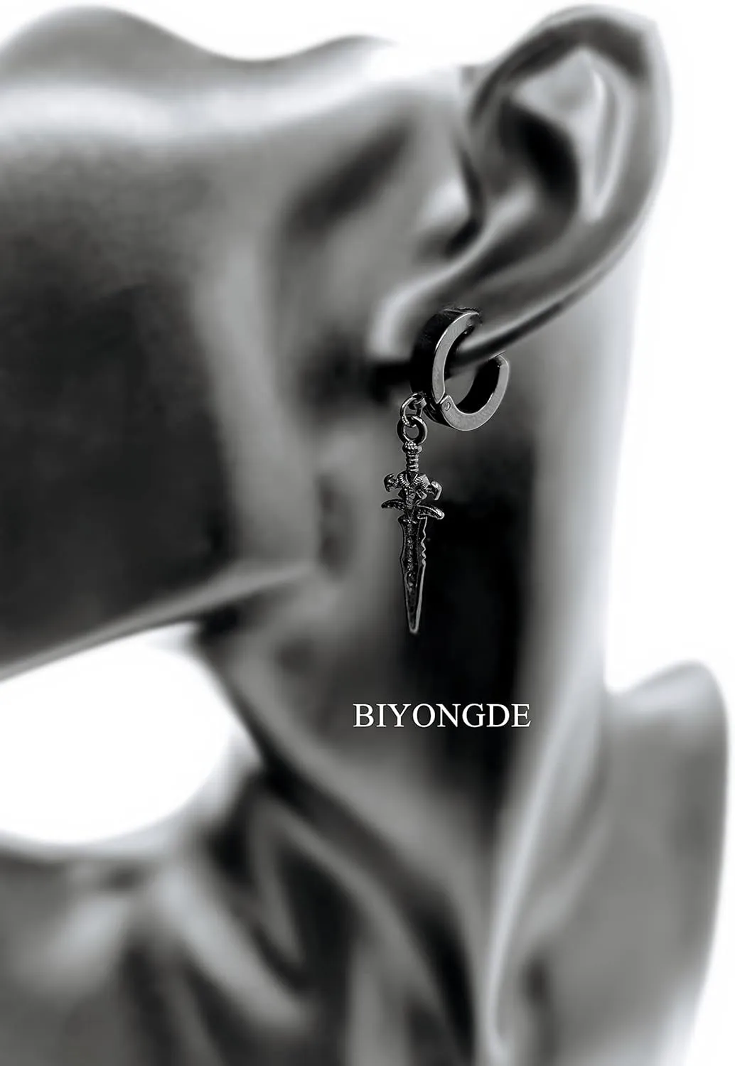 Black Ear Cuff Ear Clip Non-Piercing Clip on Earrings for Men Women