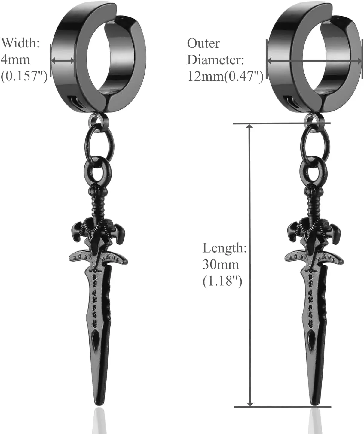 Black Ear Cuff Ear Clip Non-Piercing Clip on Earrings for Men Women