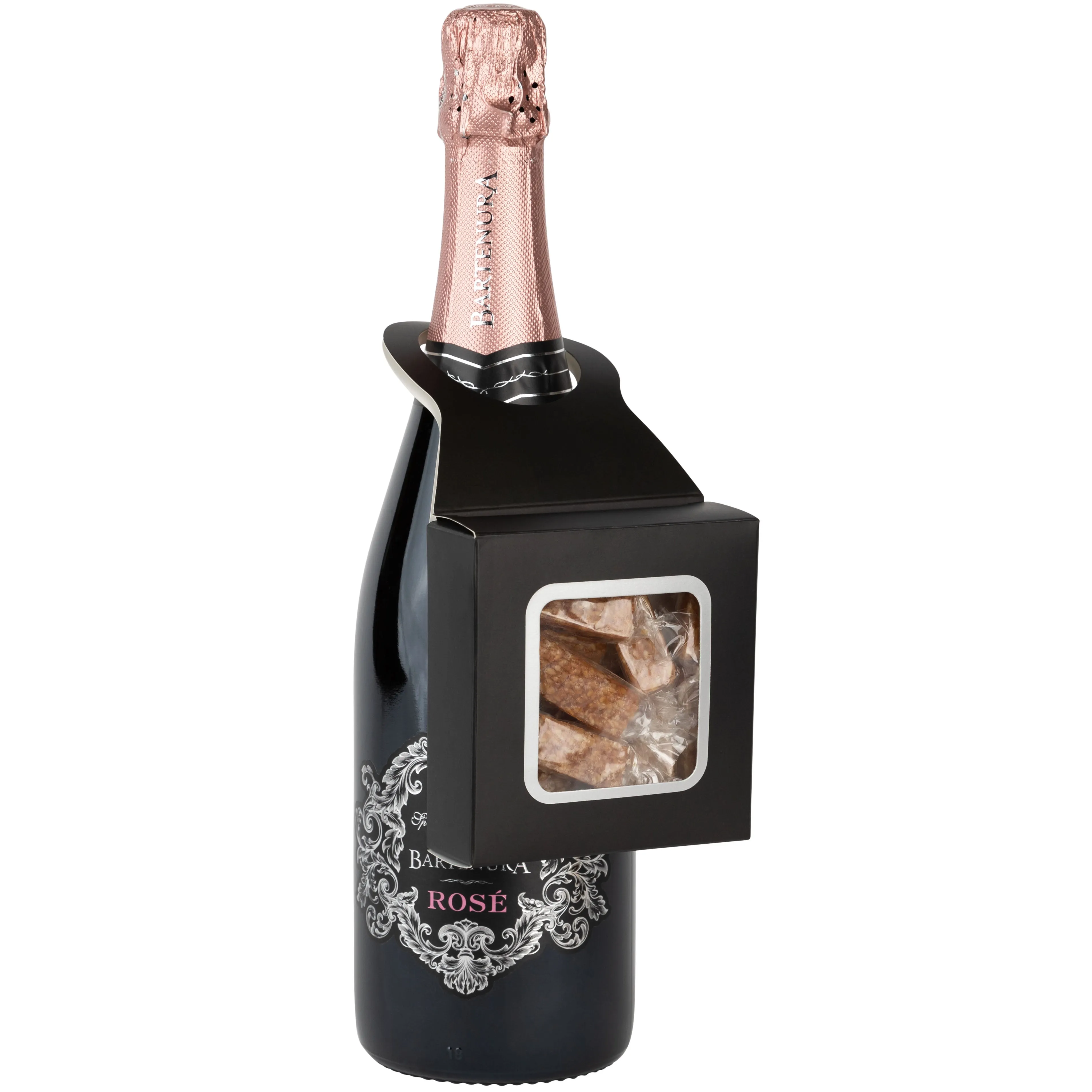 Black Wine Bottle Gift Box Hanger With Window 24 Pack 3.65" X 1.125" X 3.75"