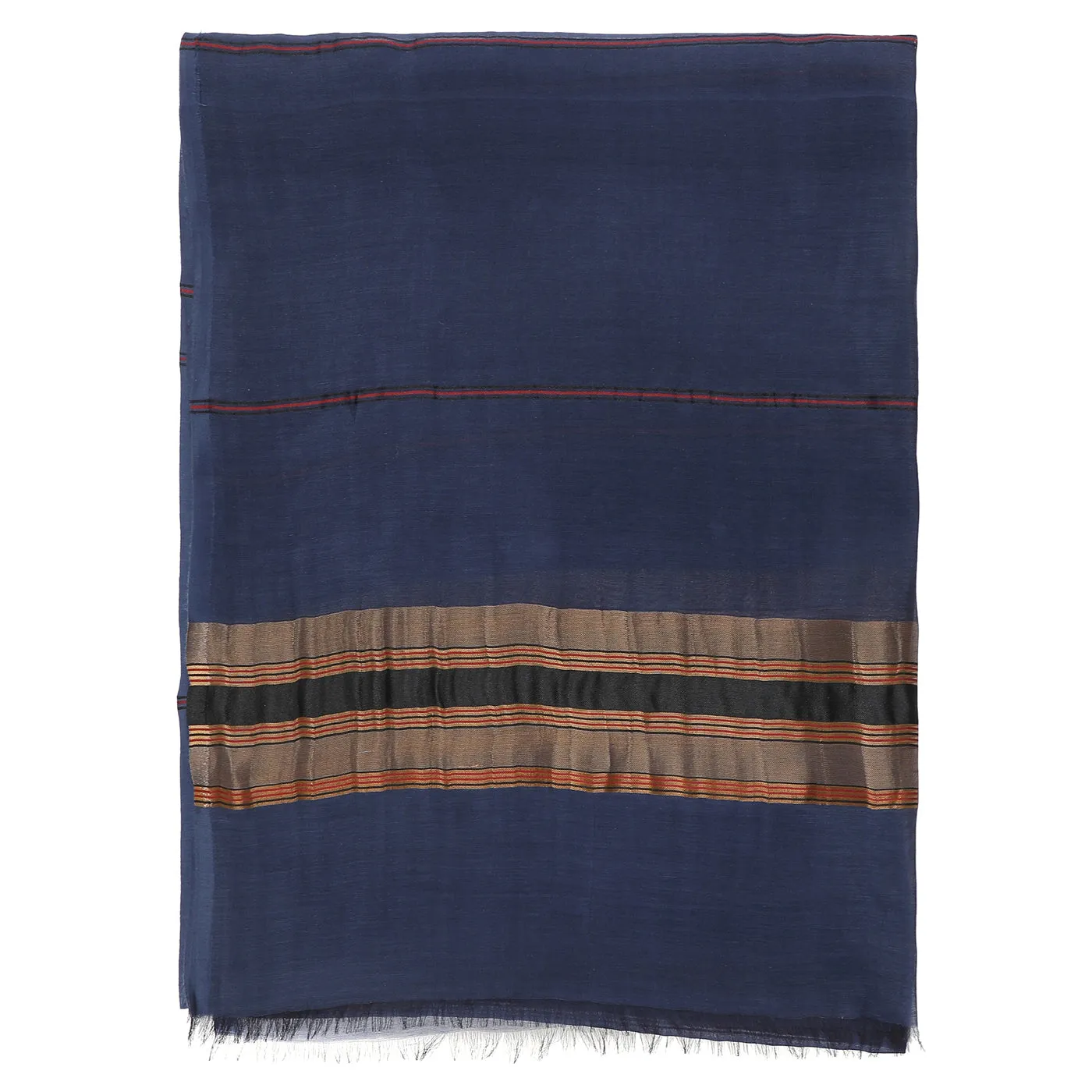 Blue Striped Silk Tencel Dupatta