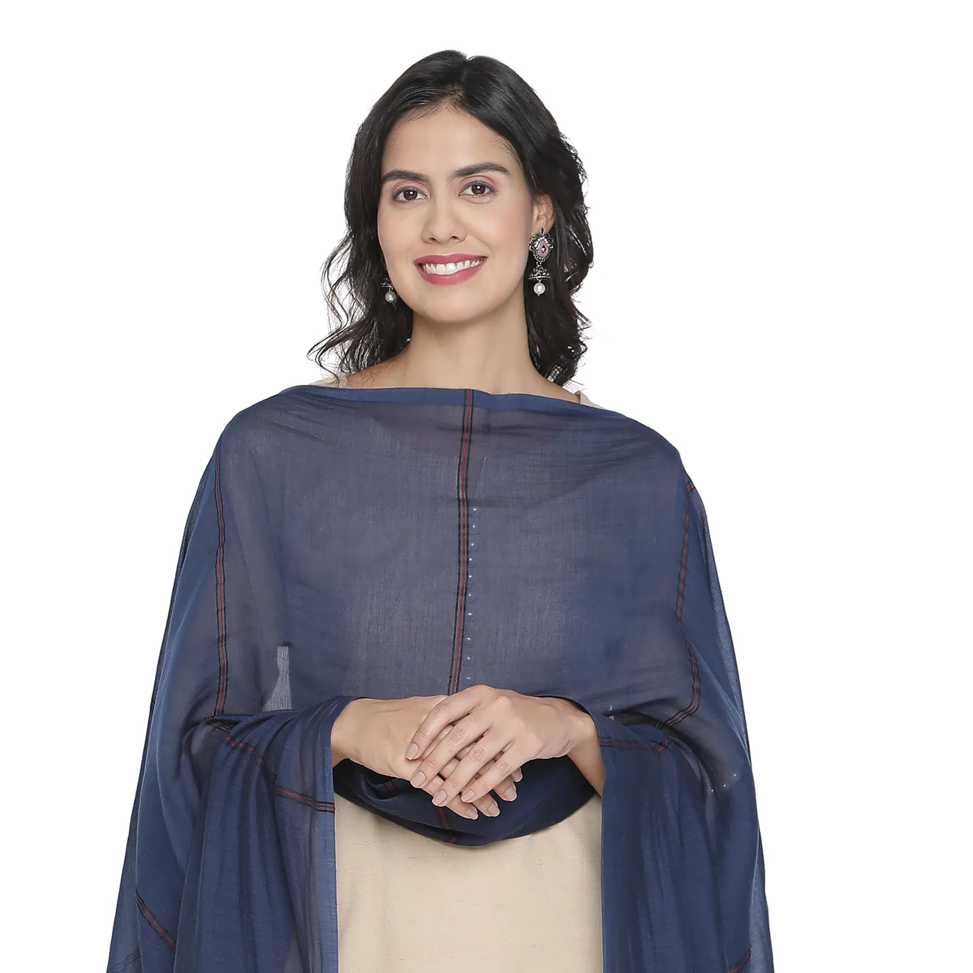 Blue Striped Silk Tencel Dupatta