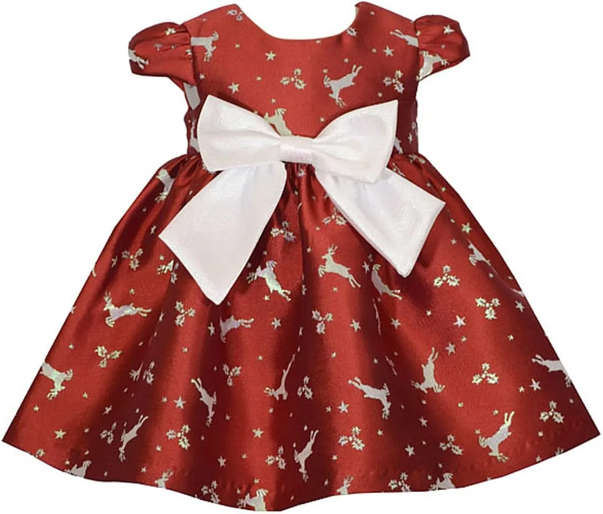 Bonnie Jean Girl's Christmas Holiday Dress - Red Dress with White Faux Fur Jacket for Baby Toddler and Little Girls
