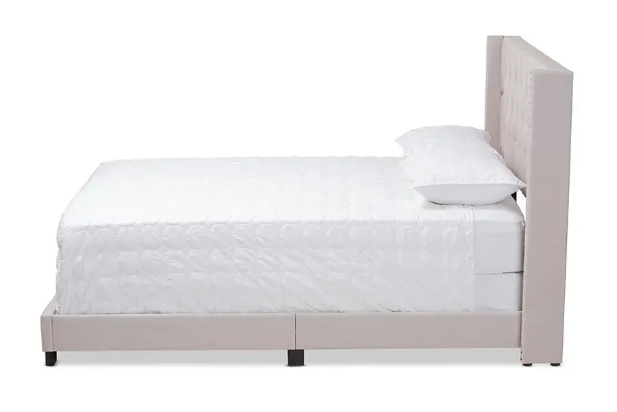 Brady Beige Fabric Upholstered Bed (Full)