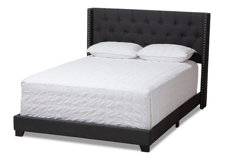 Brady Charcoal Grey Fabric Upholstered Bed (Queen)