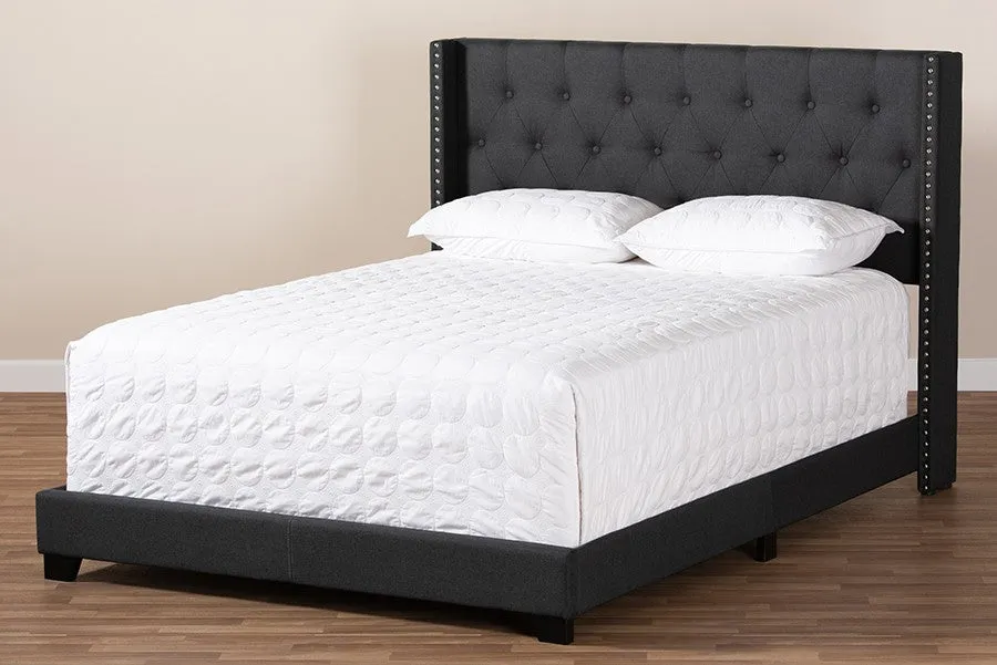 Brady Charcoal Grey Fabric Upholstered Bed (Queen)