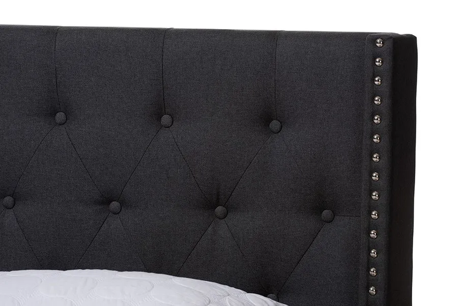Brady Charcoal Grey Fabric Upholstered Bed (Queen)