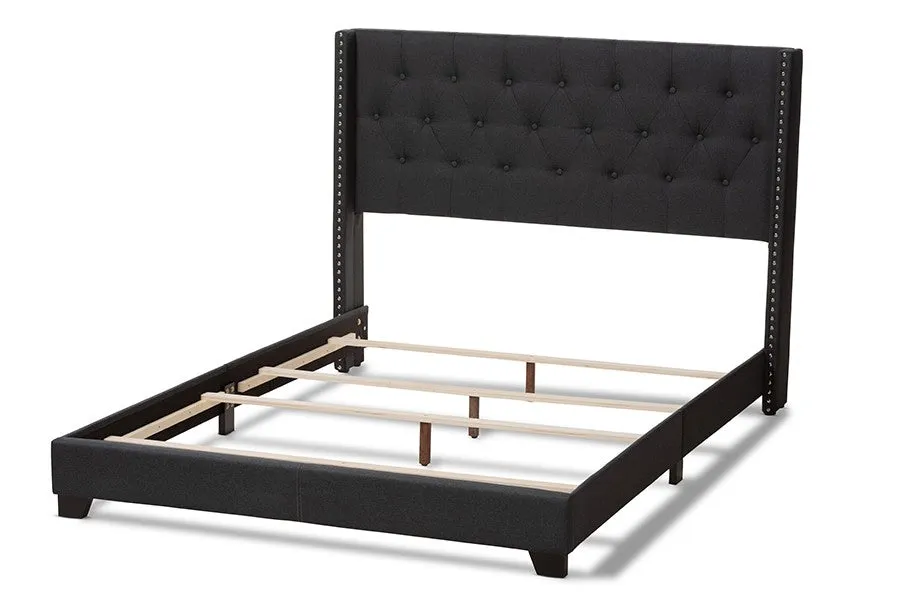 Brady Charcoal Grey Fabric Upholstered Bed (Queen)