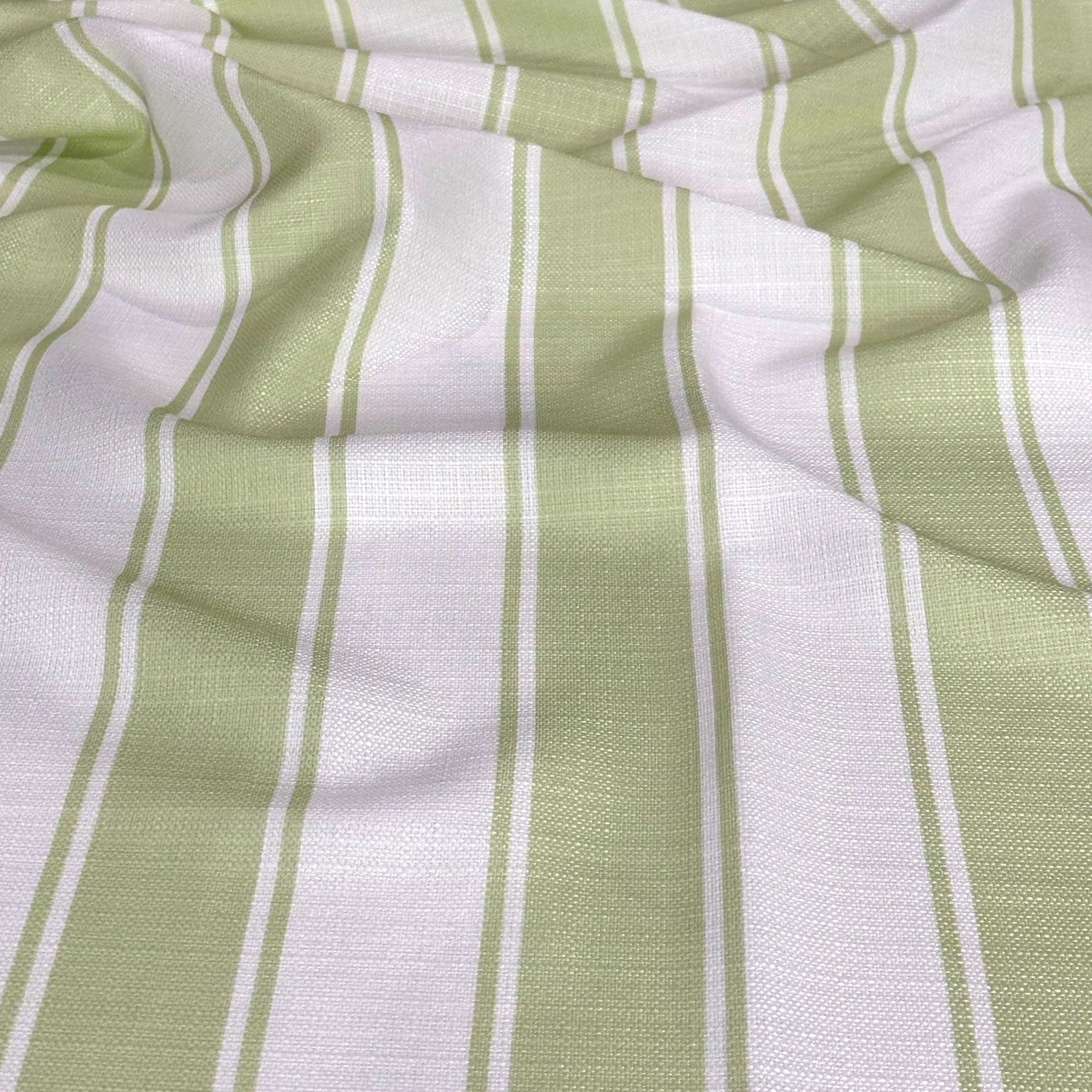 Cabana Stripe Table Runner in Sage / White