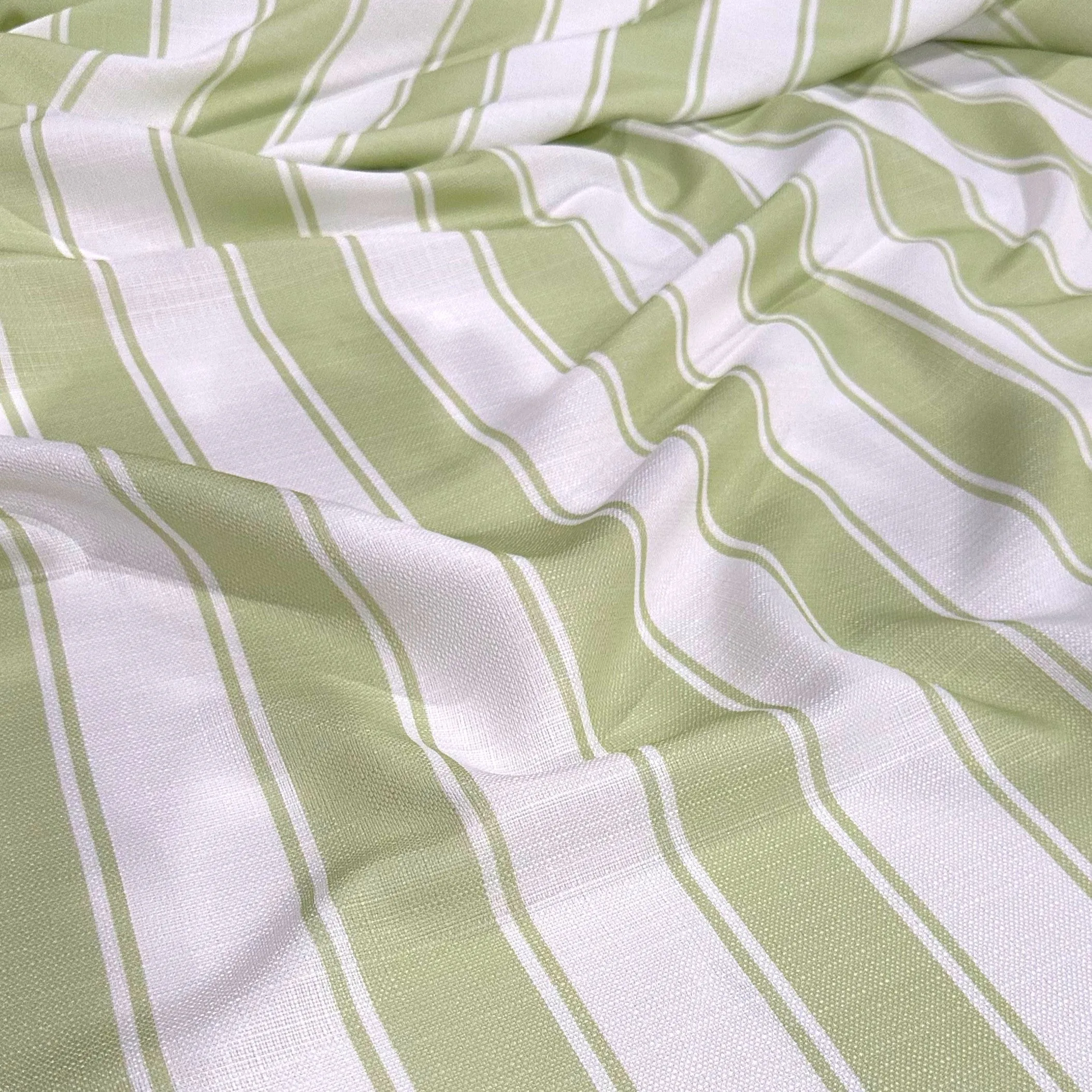 Cabana Stripe Table Runner in Sage / White