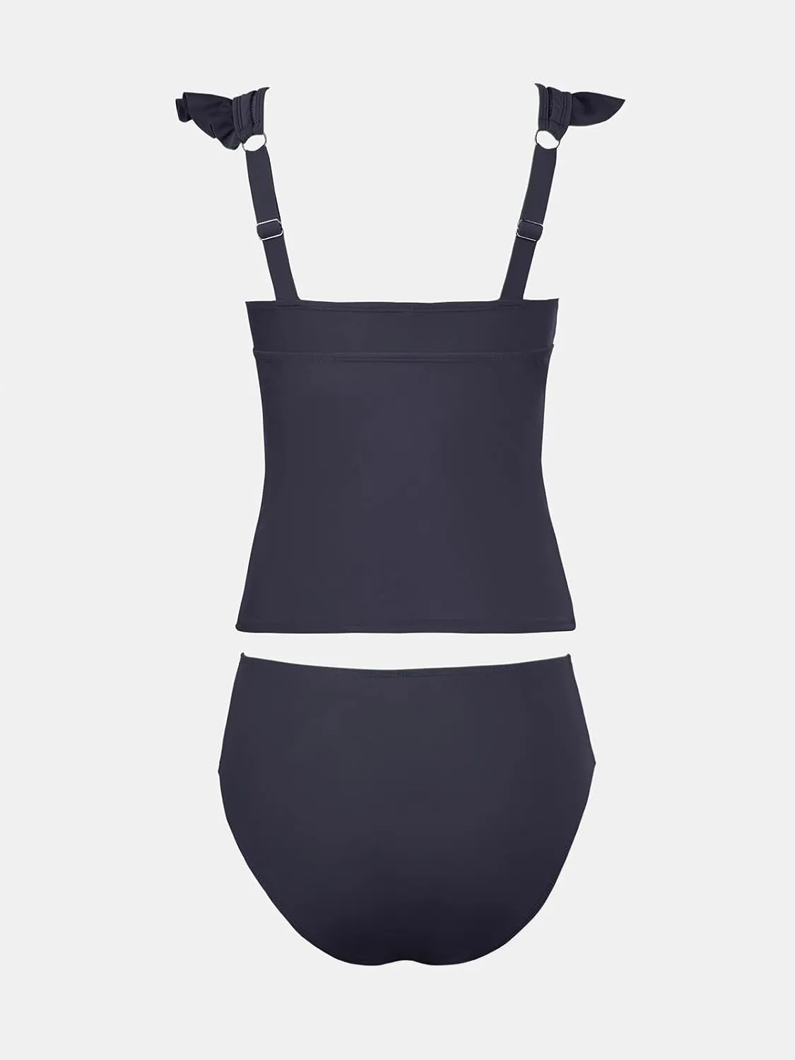 CUPSHE Women's Tankini Sets Two Piece Swimsuit V Neck Ruffled Ruched Tummy Control Ladder Trim (XS-4XL)