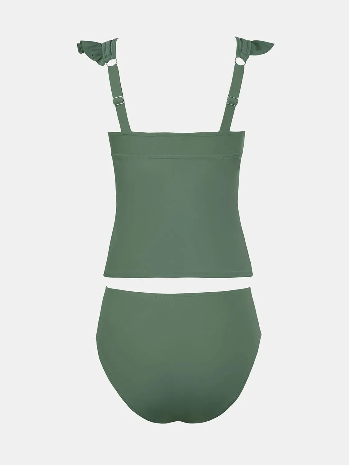 CUPSHE Women's Tankini Sets Two Piece Swimsuit V Neck Ruffled Ruched Tummy Control Ladder Trim (XS-4XL)
