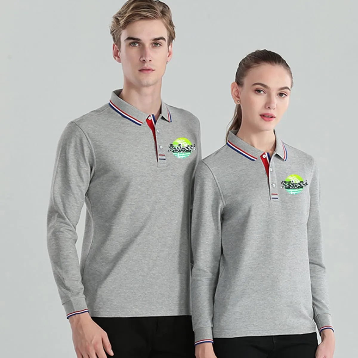 Custom Polo Shirts Design Your Own Personalized Long Sleeve Polo Shirt Customized with Logo/Text/Image(Dark Blue, XL)