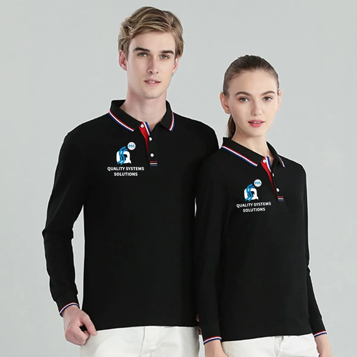 Custom Polo Shirts Design Your Own Personalized Long Sleeve Polo Shirt Customized with Logo/Text/Image(Dark Blue, XL)