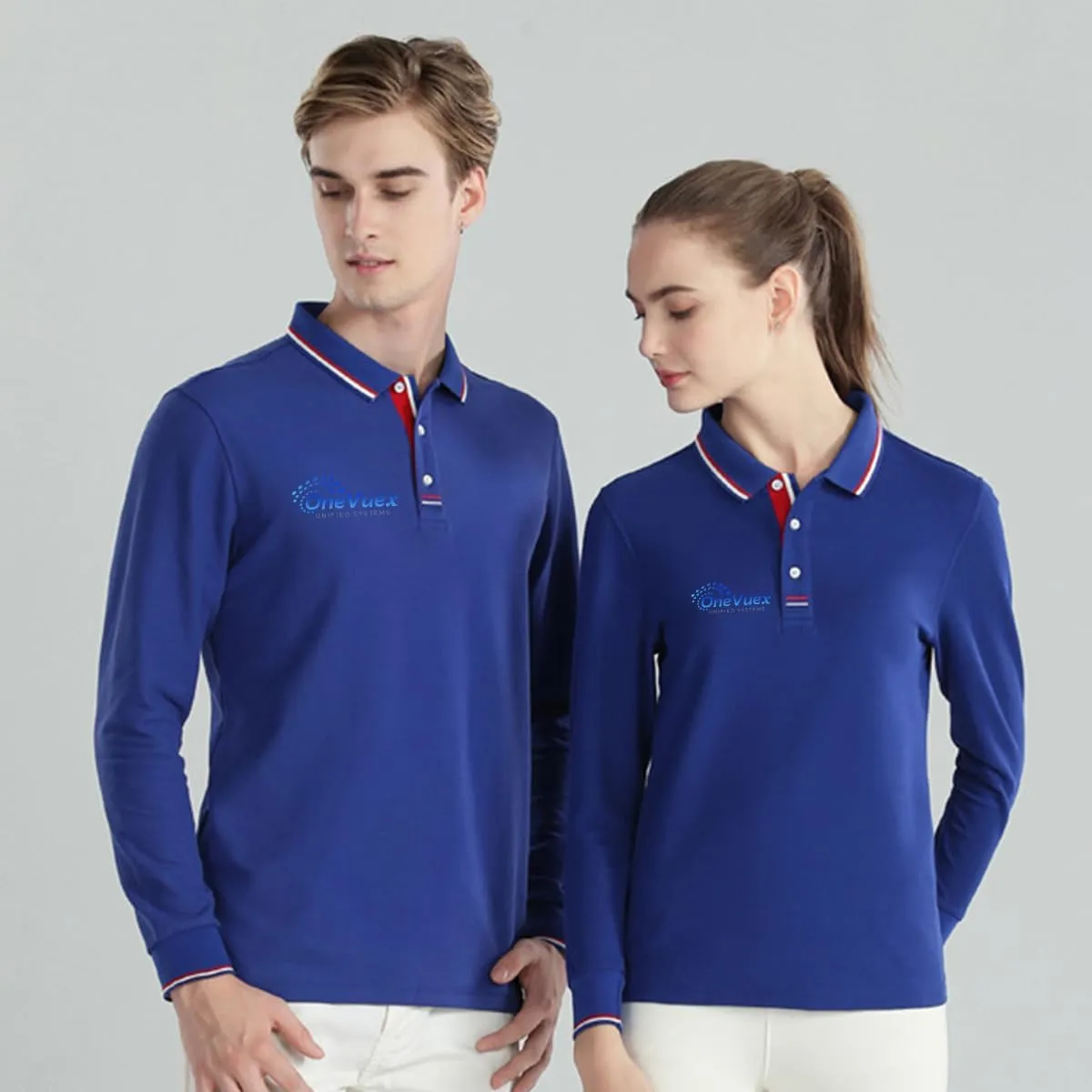 Custom Polo Shirts Design Your Own Personalized Long Sleeve Polo Shirt Customized with Logo/Text/Image(Dark Blue, XL)