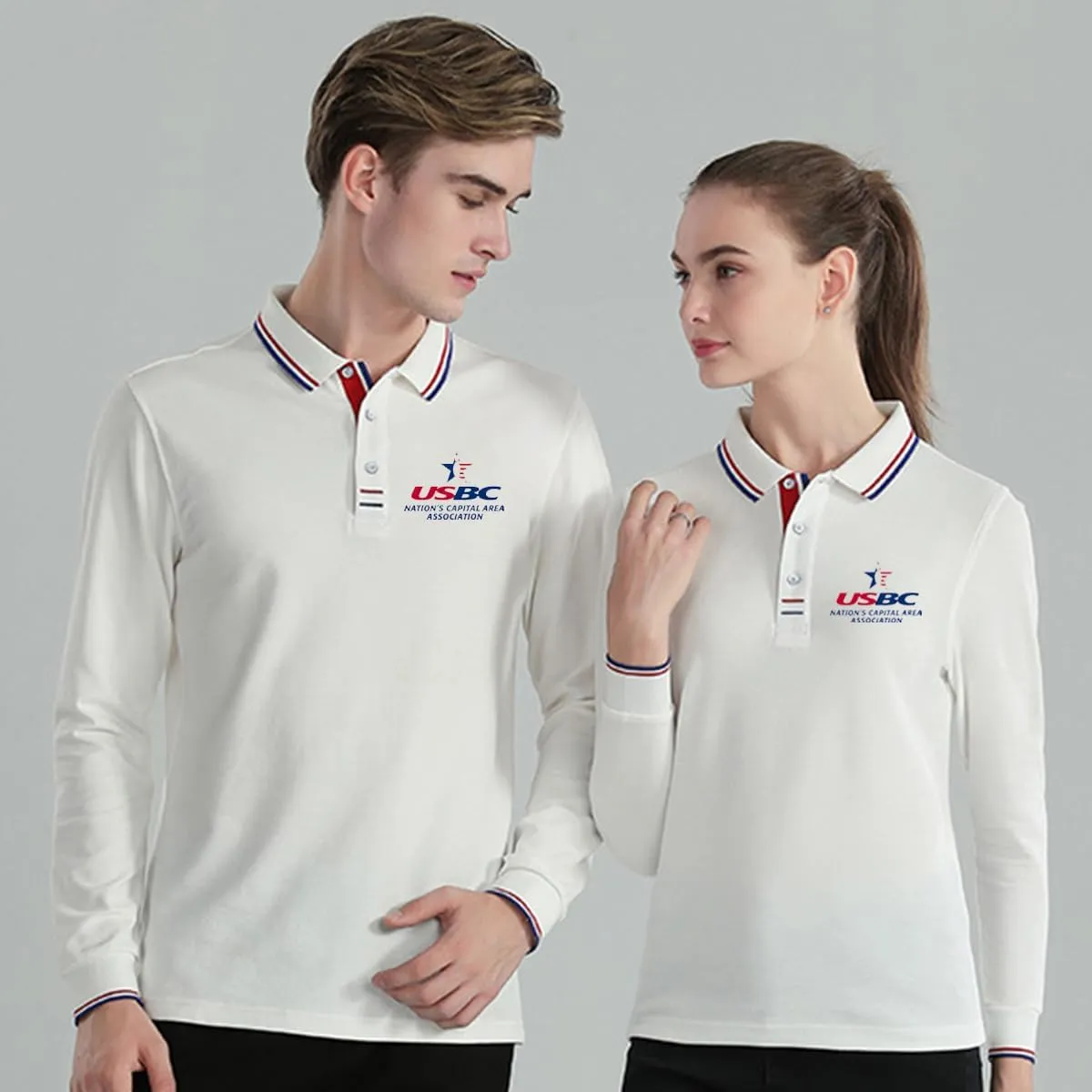 Custom Polo Shirts Design Your Own Personalized Long Sleeve Polo Shirt Customized with Logo/Text/Image(Dark Blue, XL)