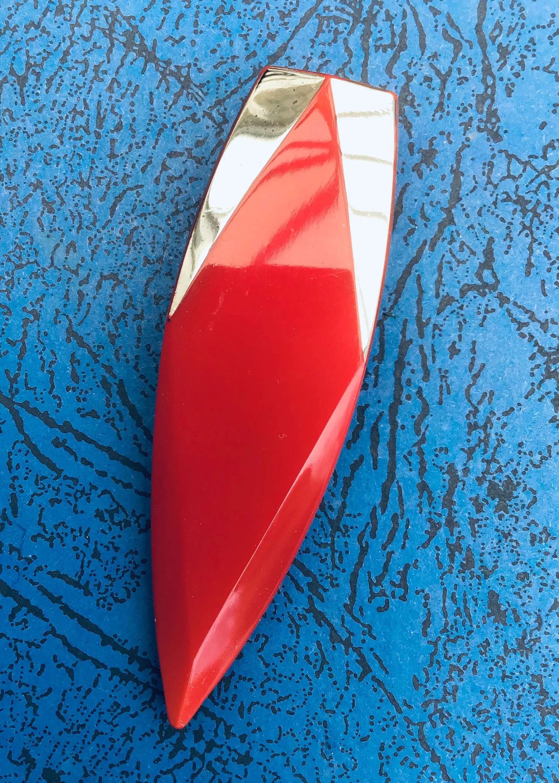 Deco Vintage Red Glass Dress Clip