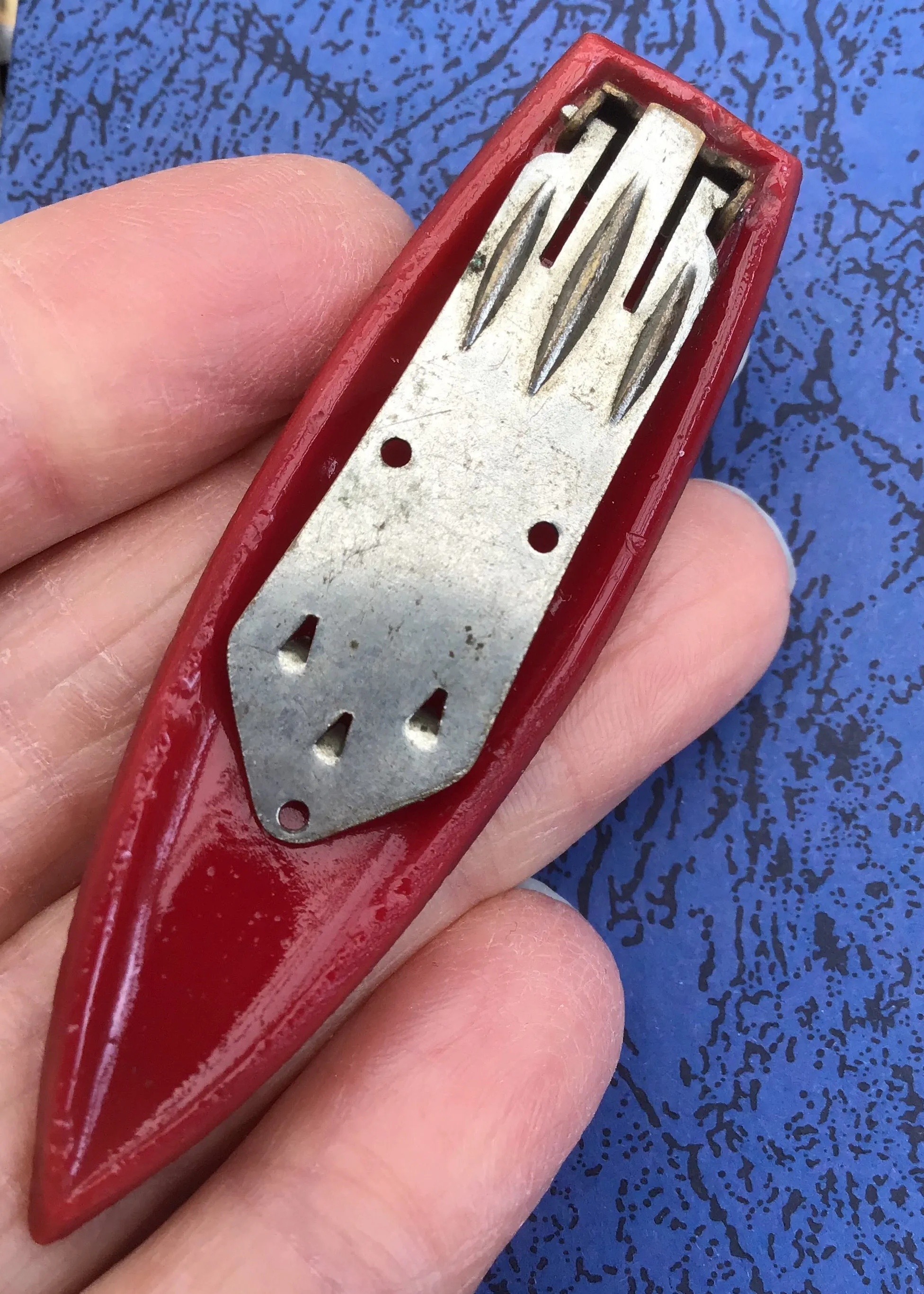 Deco Vintage Red Glass Dress Clip