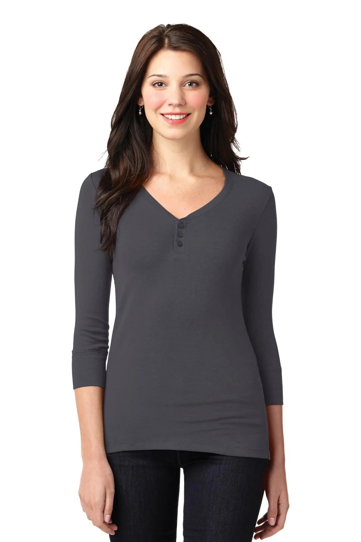 DISCONTINUED  Port Authority ®  Ladies Concept Stretch 3/4-Sleeve Scoop Henley. LM1007