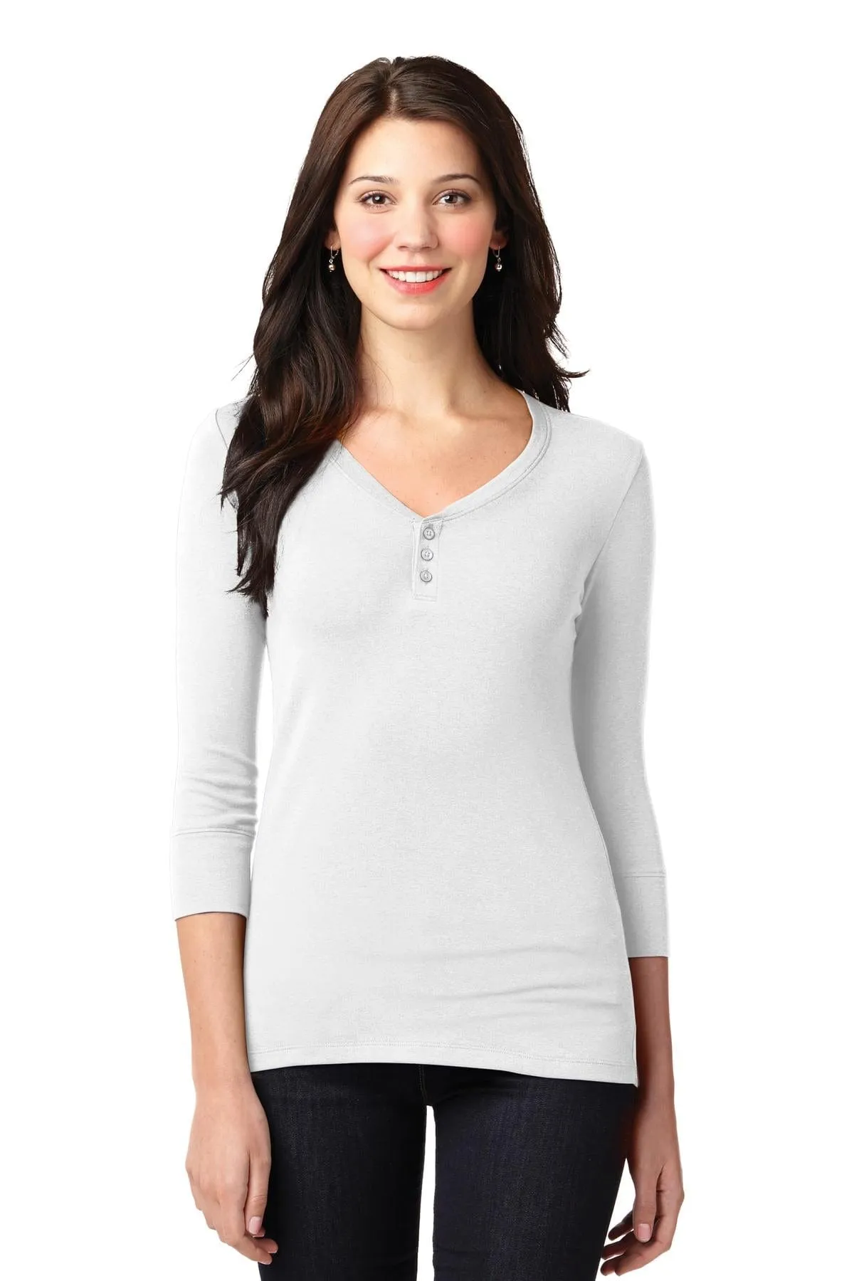 DISCONTINUED  Port Authority ®  Ladies Concept Stretch 3/4-Sleeve Scoop Henley. LM1007