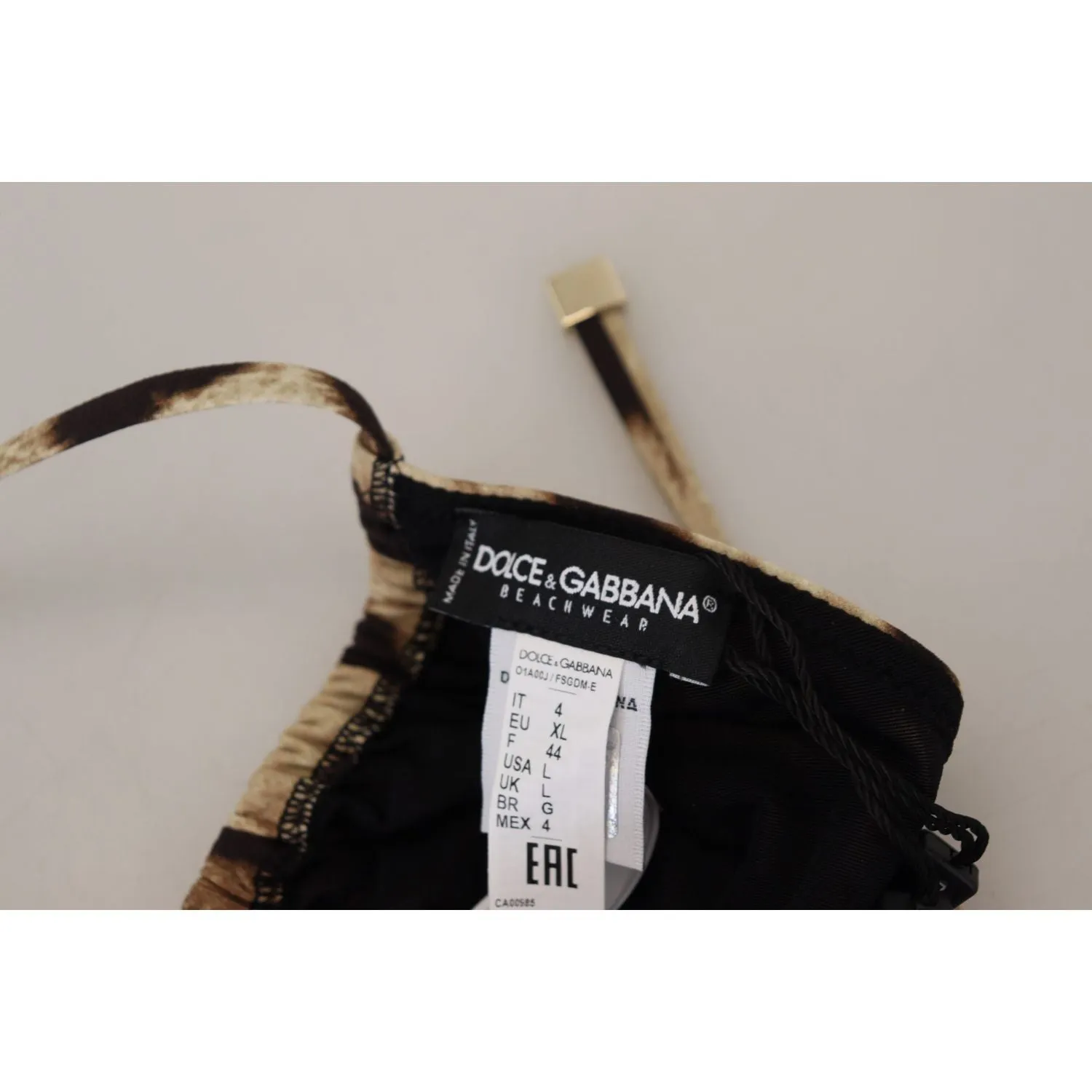 Dolce & Gabbana Brown Leopard Halter Beachwear Swimwear Bikini Top