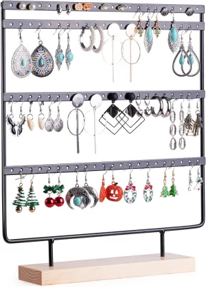 Earring Holder Organizer, Earring Display Stands for vendors, 4-Tier Earring Rack with 88 Holes (Black)