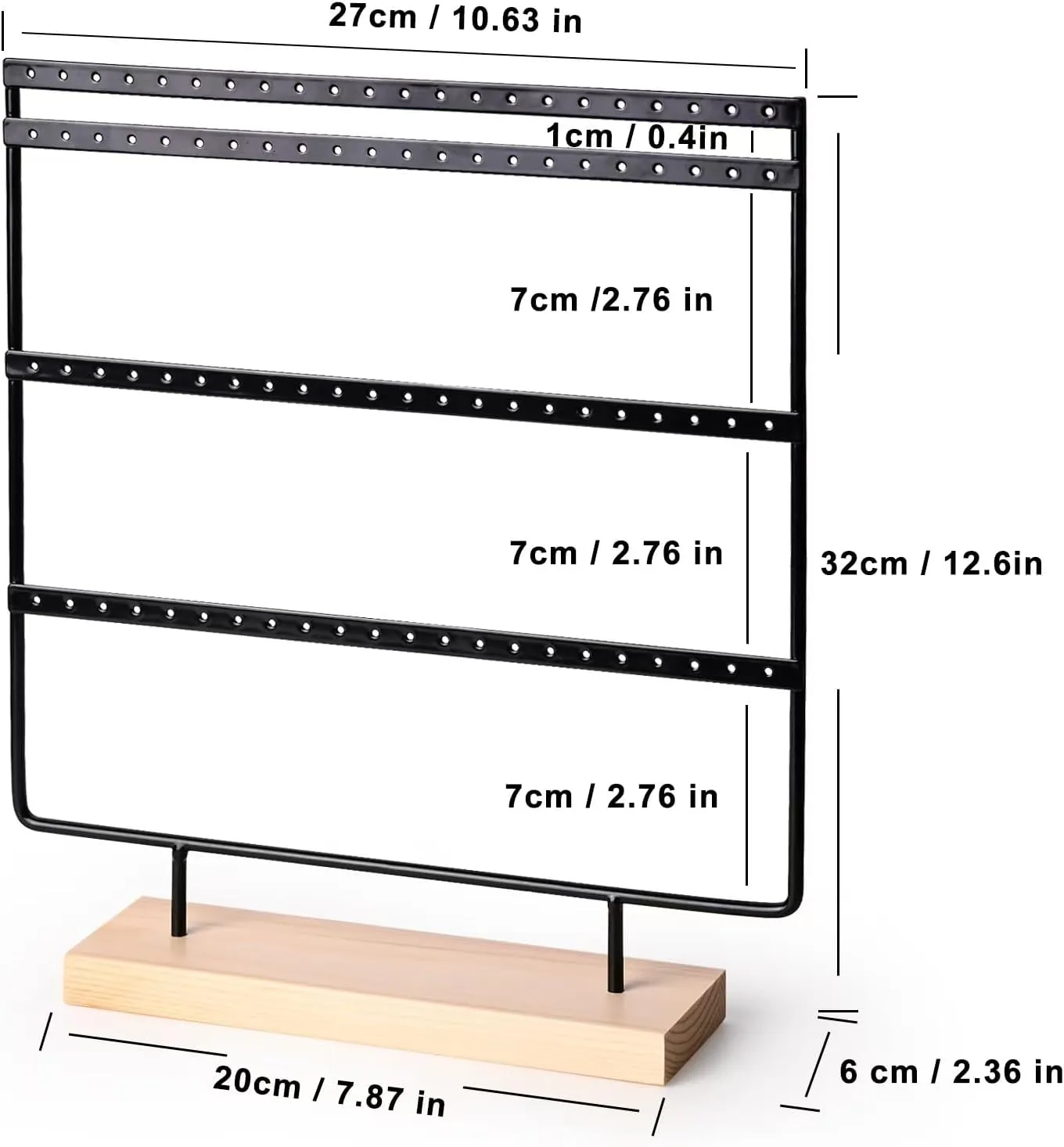 Earring Holder Organizer, Earring Display Stands for vendors, 4-Tier Earring Rack with 88 Holes (Black)
