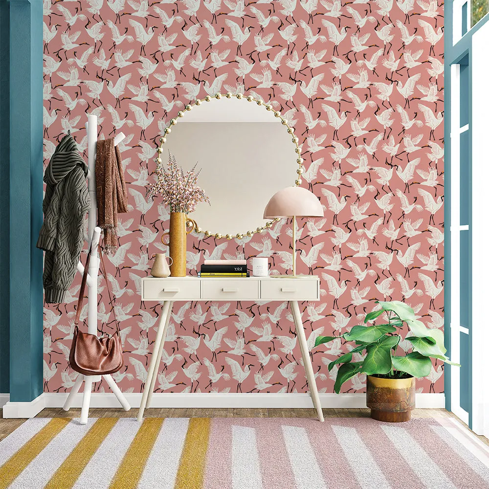 Family of Cranes Peel and Stick Wallpaper By Novogratz