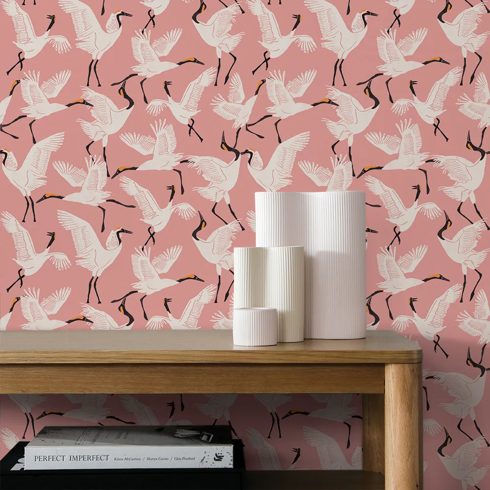 Family of Cranes Peel and Stick Wallpaper By Novogratz