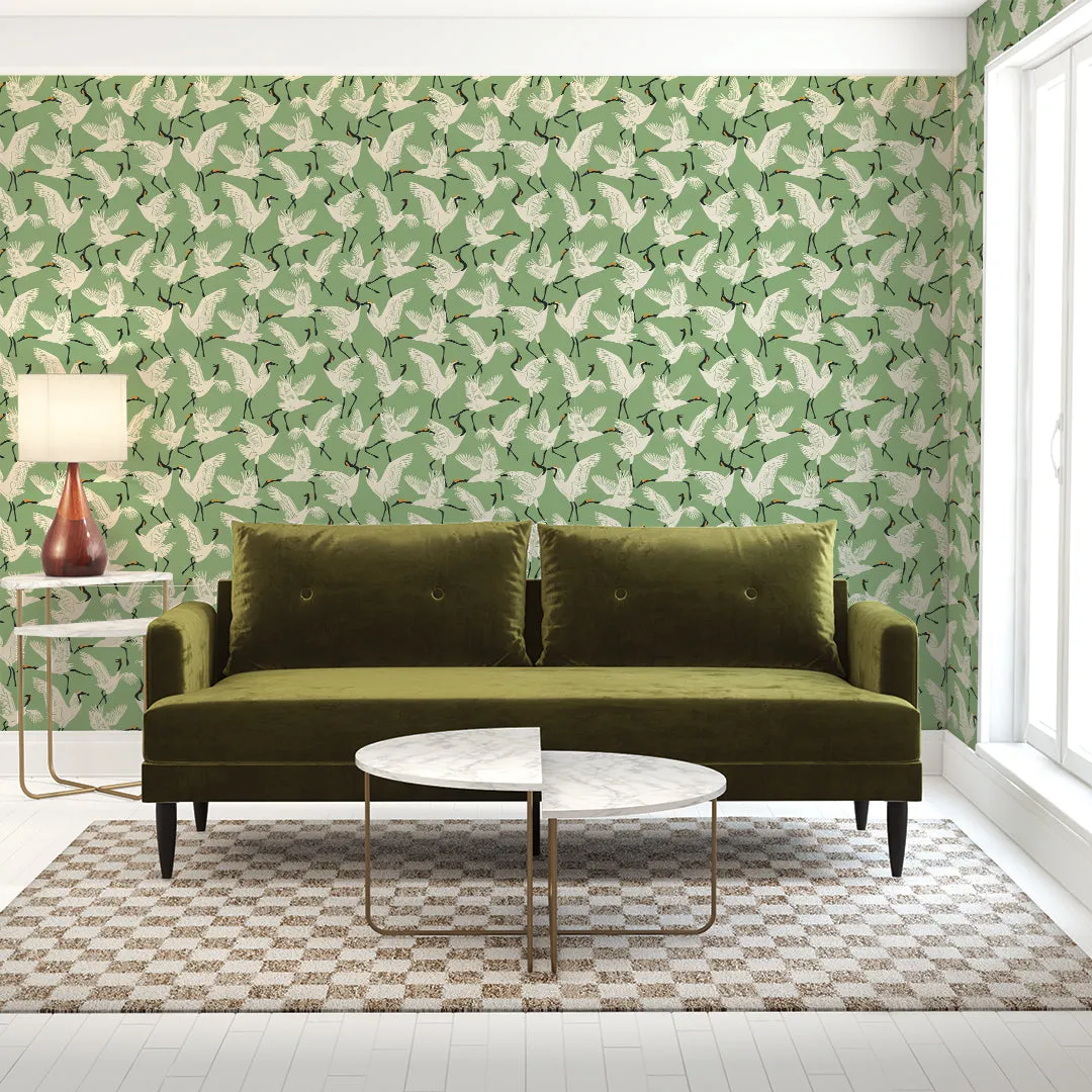 Family of Cranes Peel and Stick Wallpaper By Novogratz