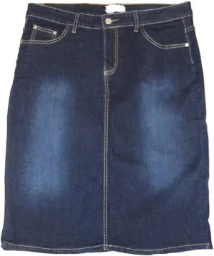 FGR Plus Size Women Knee high Stretch 39 Inches Waist 5 Pocket Denim Blue Skirt Size 20 Plus