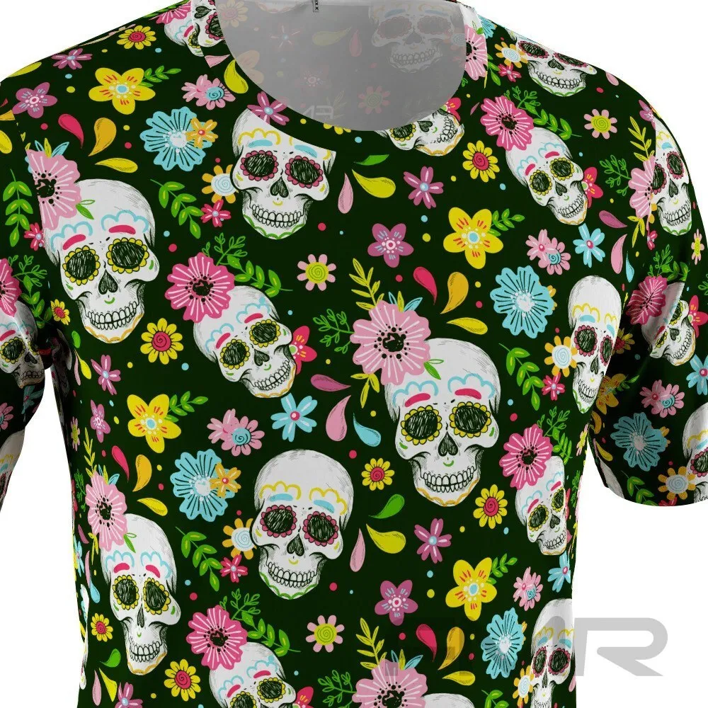 FMR Men's Skull Print Short Sleeve Running Shirt