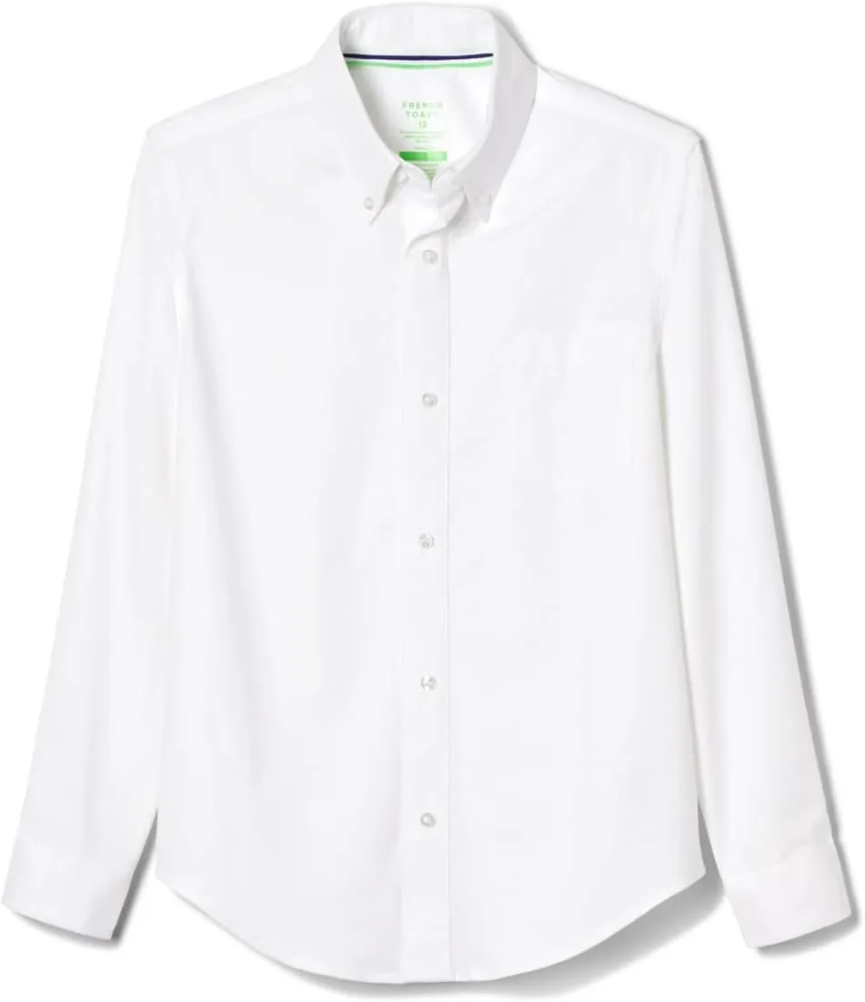 French Toast Adaptive Long Sleeve Oxford Shirt with Hidden Hook and Loop Placket and Cuffs