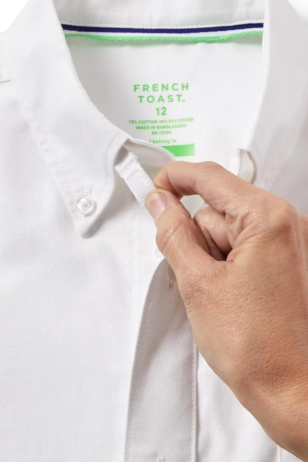 French Toast Adaptive Long Sleeve Oxford Shirt with Hidden Hook and Loop Placket and Cuffs