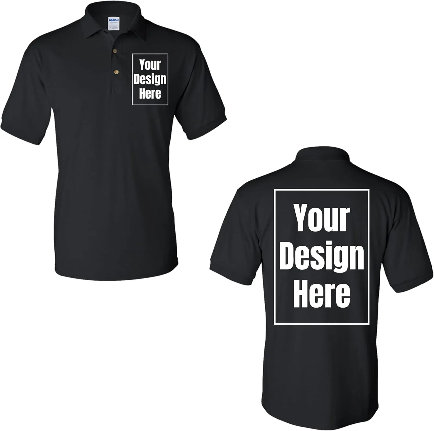 Front and Back Add Your Own Text Design Custom Personalized Adult Polo Shirt