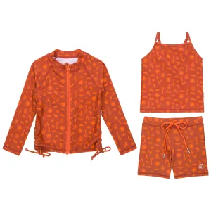 Girls Long Sleeve Rash Guard   Tankini Shorts Set (3 Piece) | "Desert"